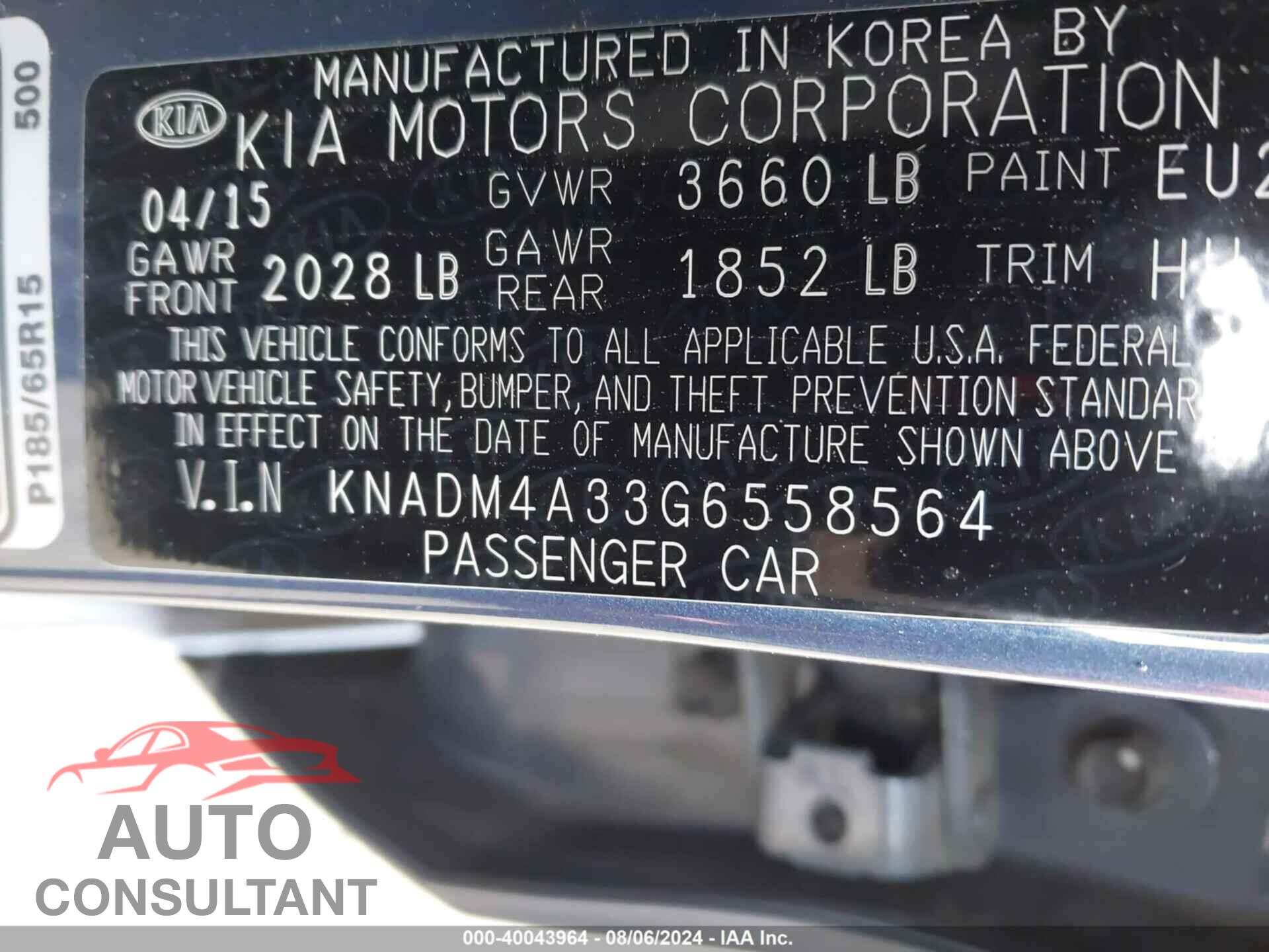 KIA RIO 2016 - KNADM4A33G6558564