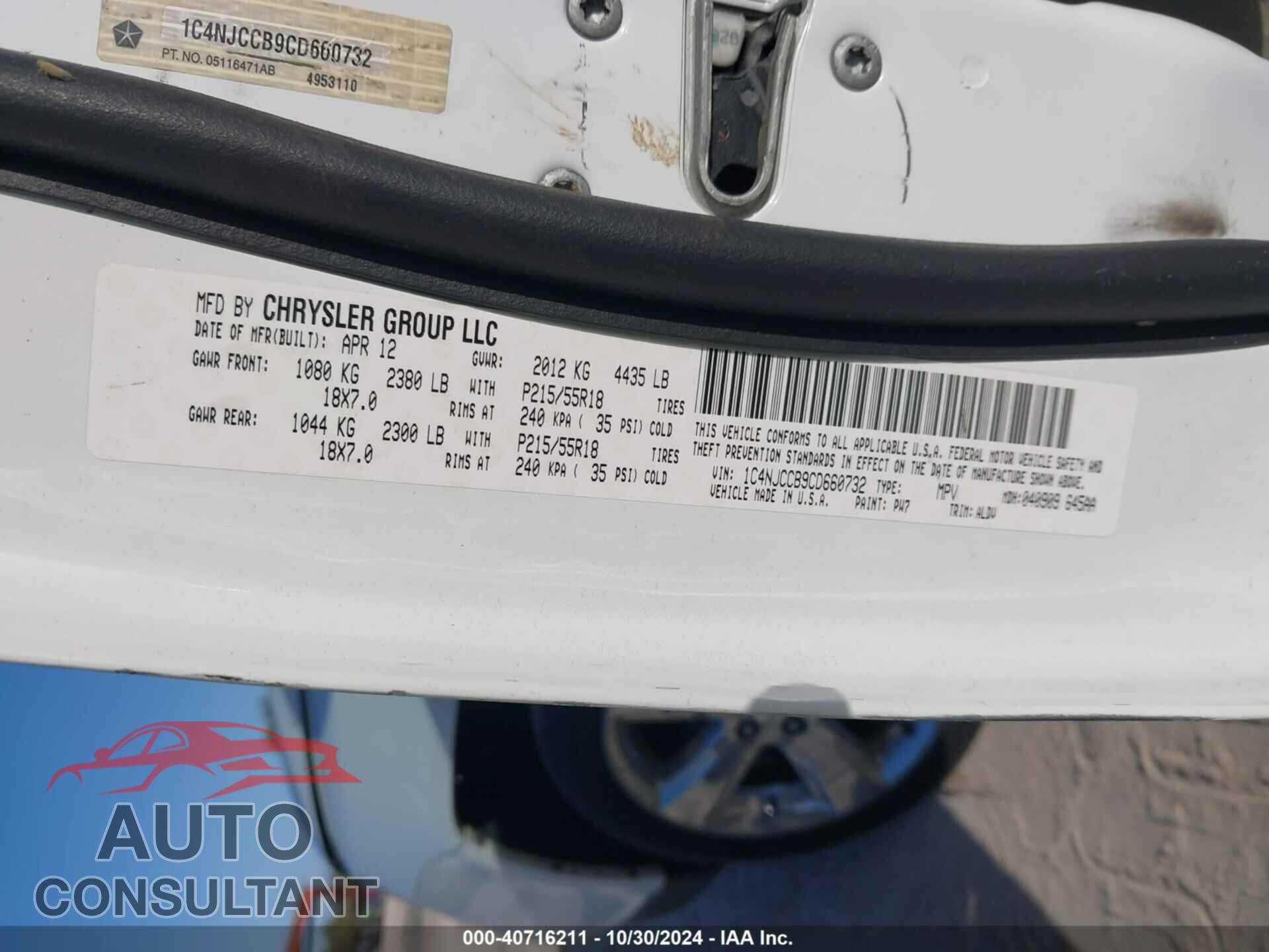 JEEP COMPASS 2012 - 1C4NJCCB9CD660732