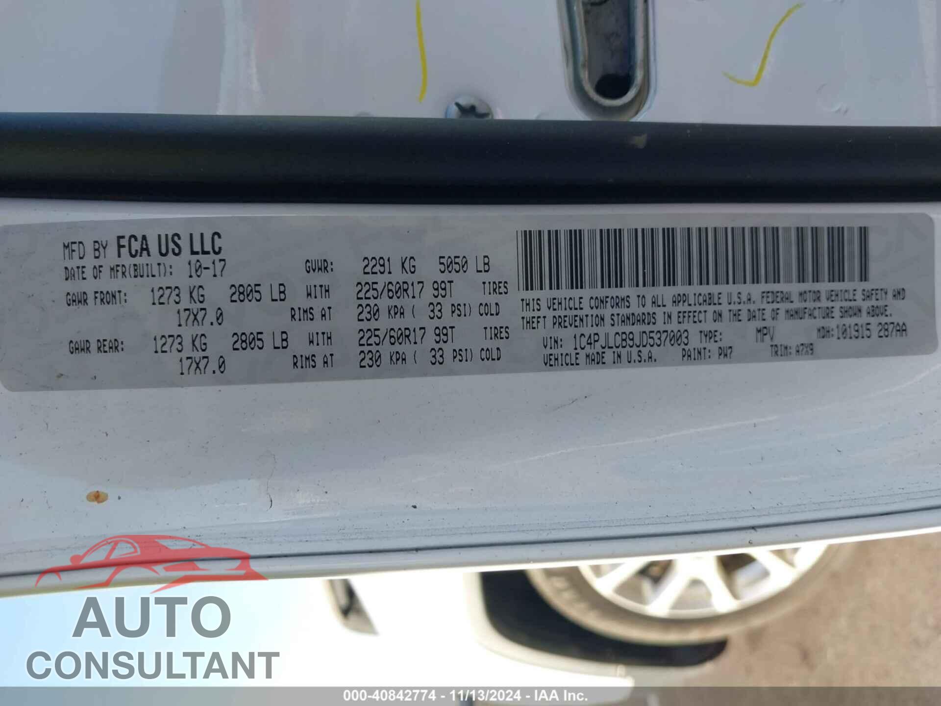 JEEP CHEROKEE 2018 - 1C4PJLCB9JD537003