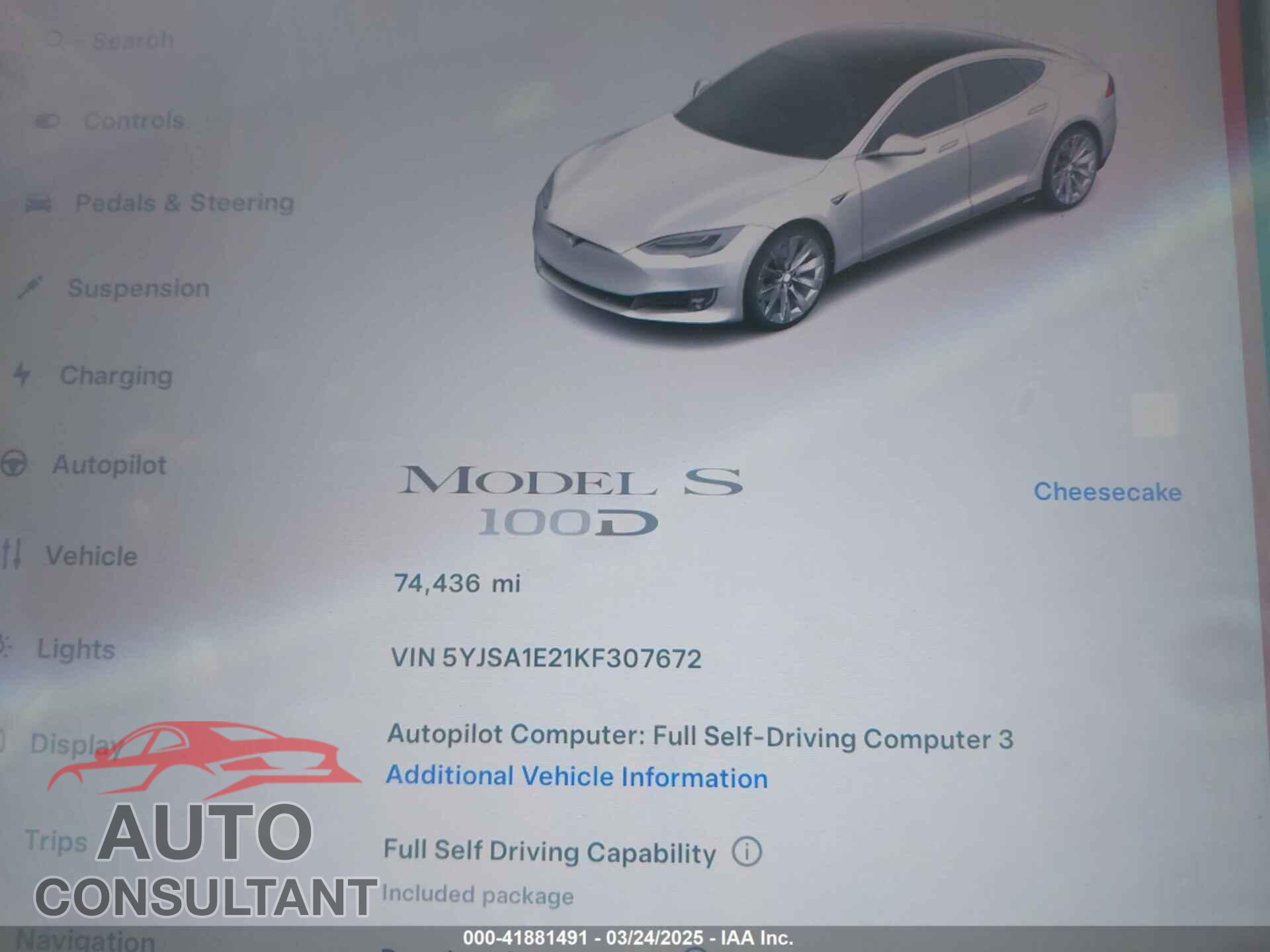 TESLA MODEL S 2019 - 5YJSA1E21KF307672