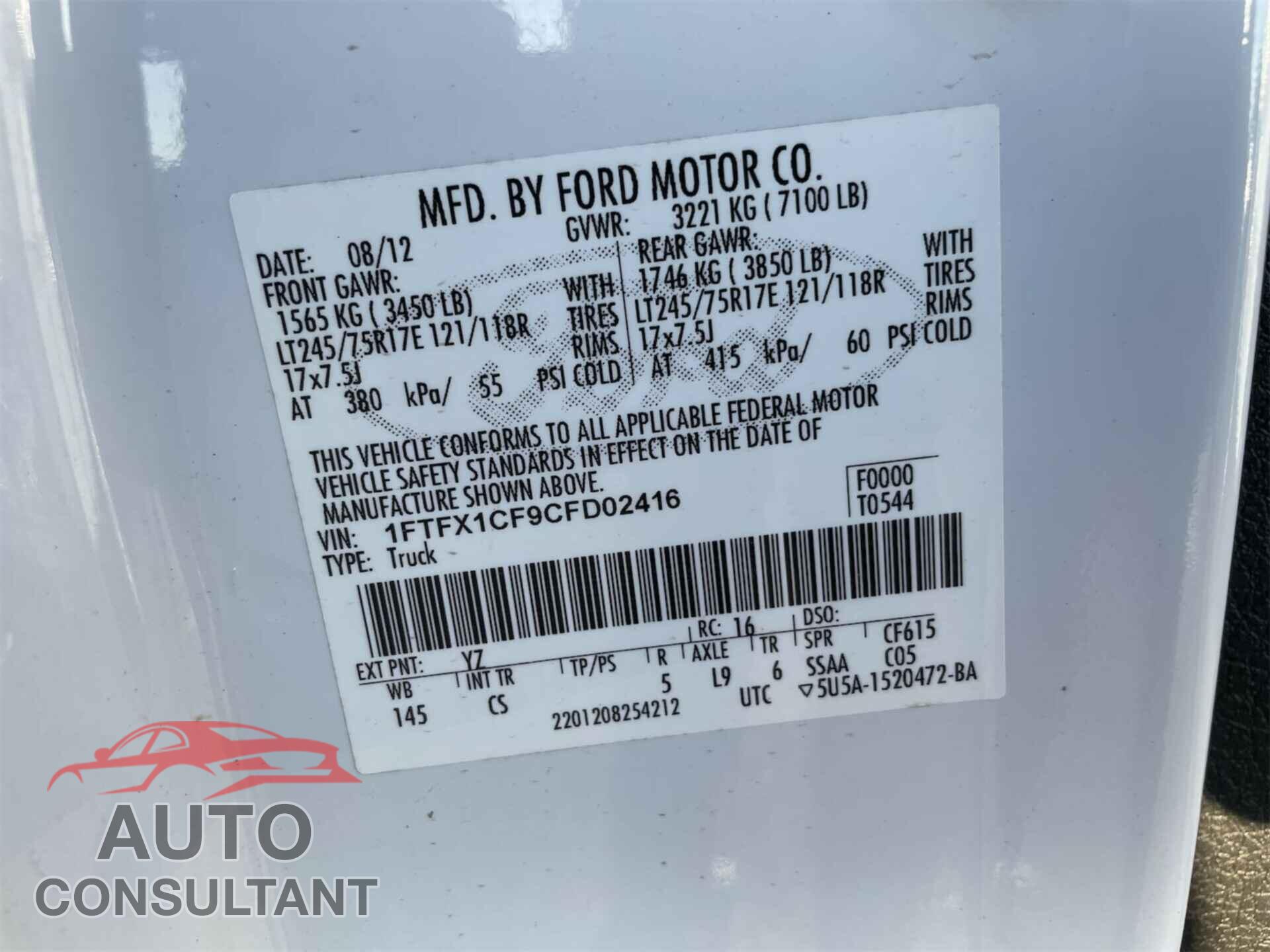 FORD F150 2012 - 1FTFX1CF9CFD02416