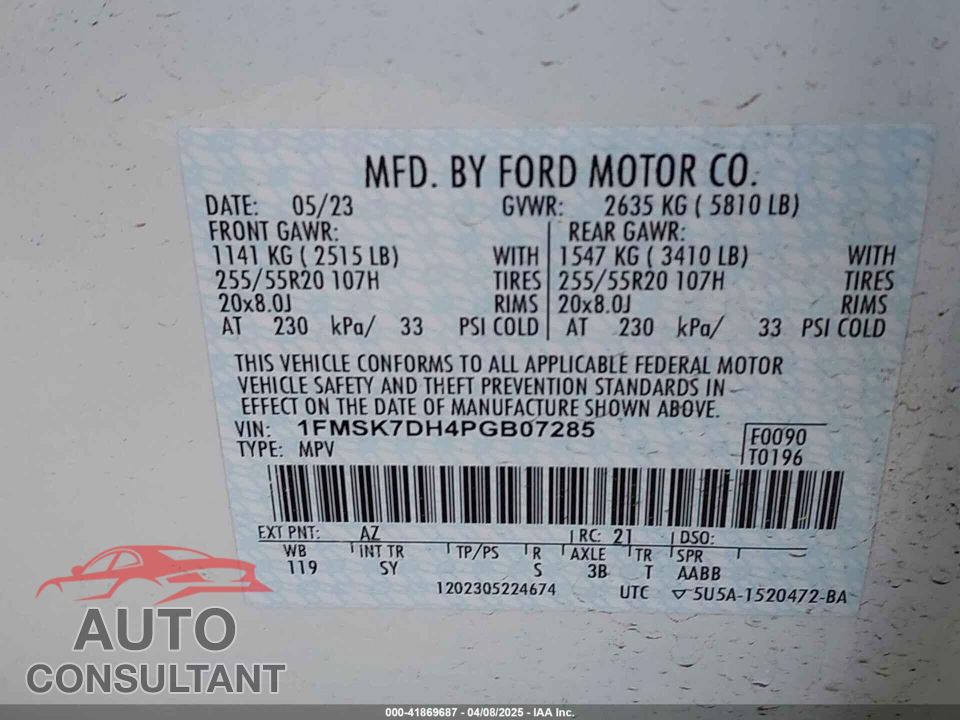 FORD EXPLORER 2023 - 1FMSK7DH4PGB07285