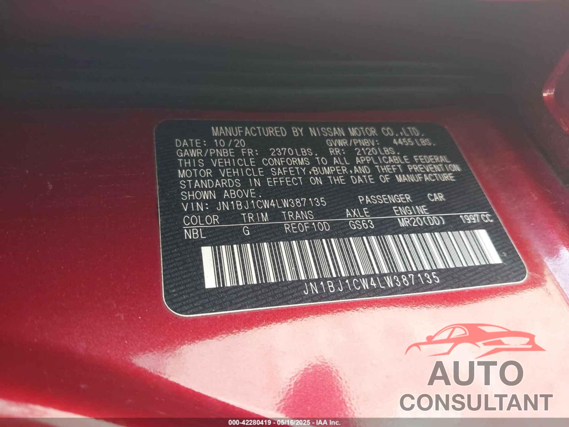 NISSAN ROGUE SPORT 2020 - JN1BJ1CW4LW387135