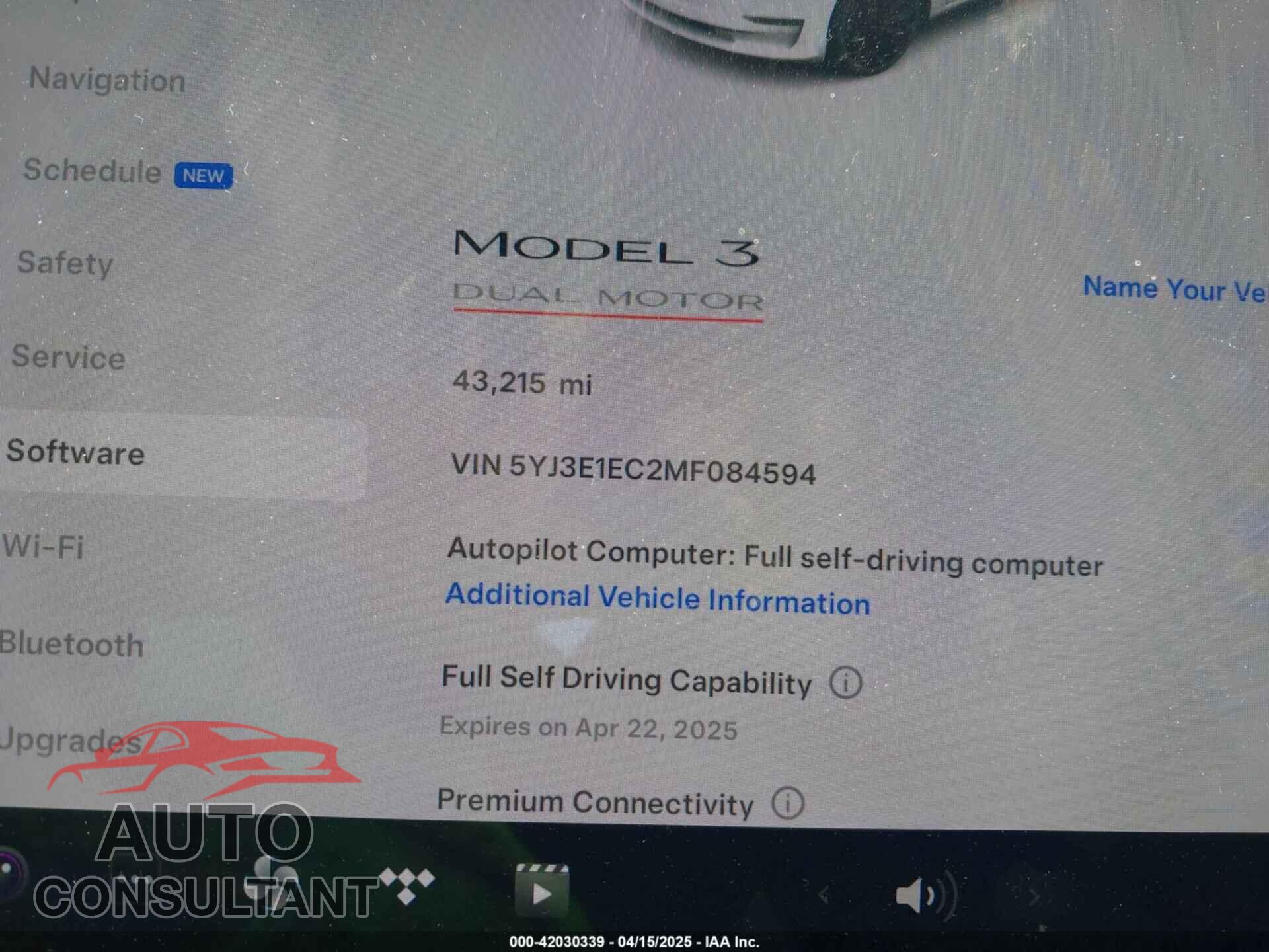 TESLA MODEL 3 2021 - 5YJ3E1EC2MF084594