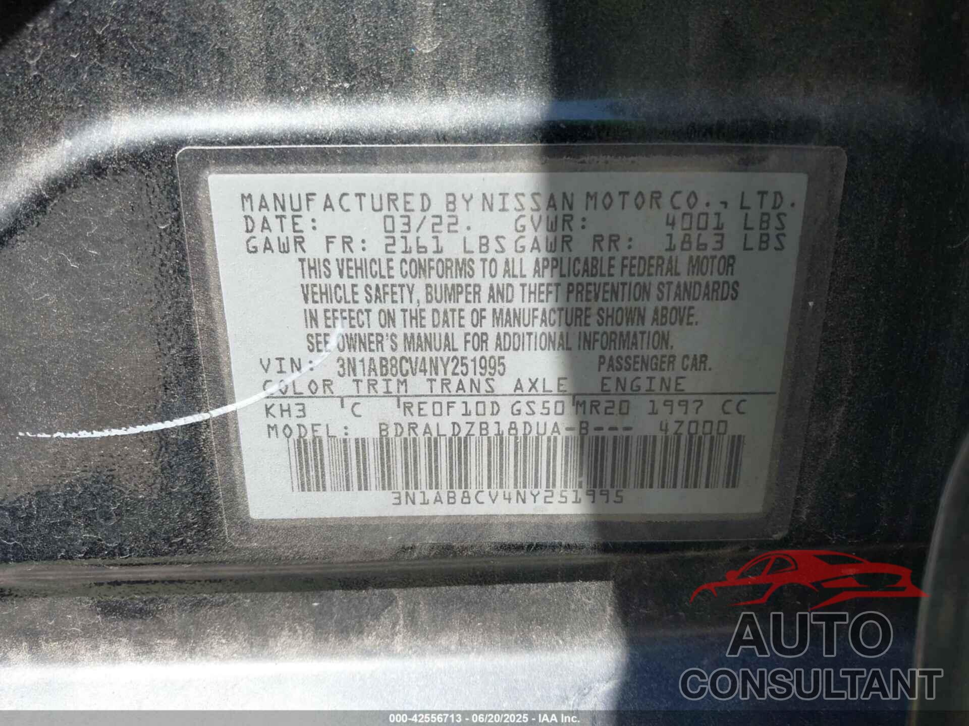 NISSAN SENTRA 2022 - 3N1AB8CV4NY251995