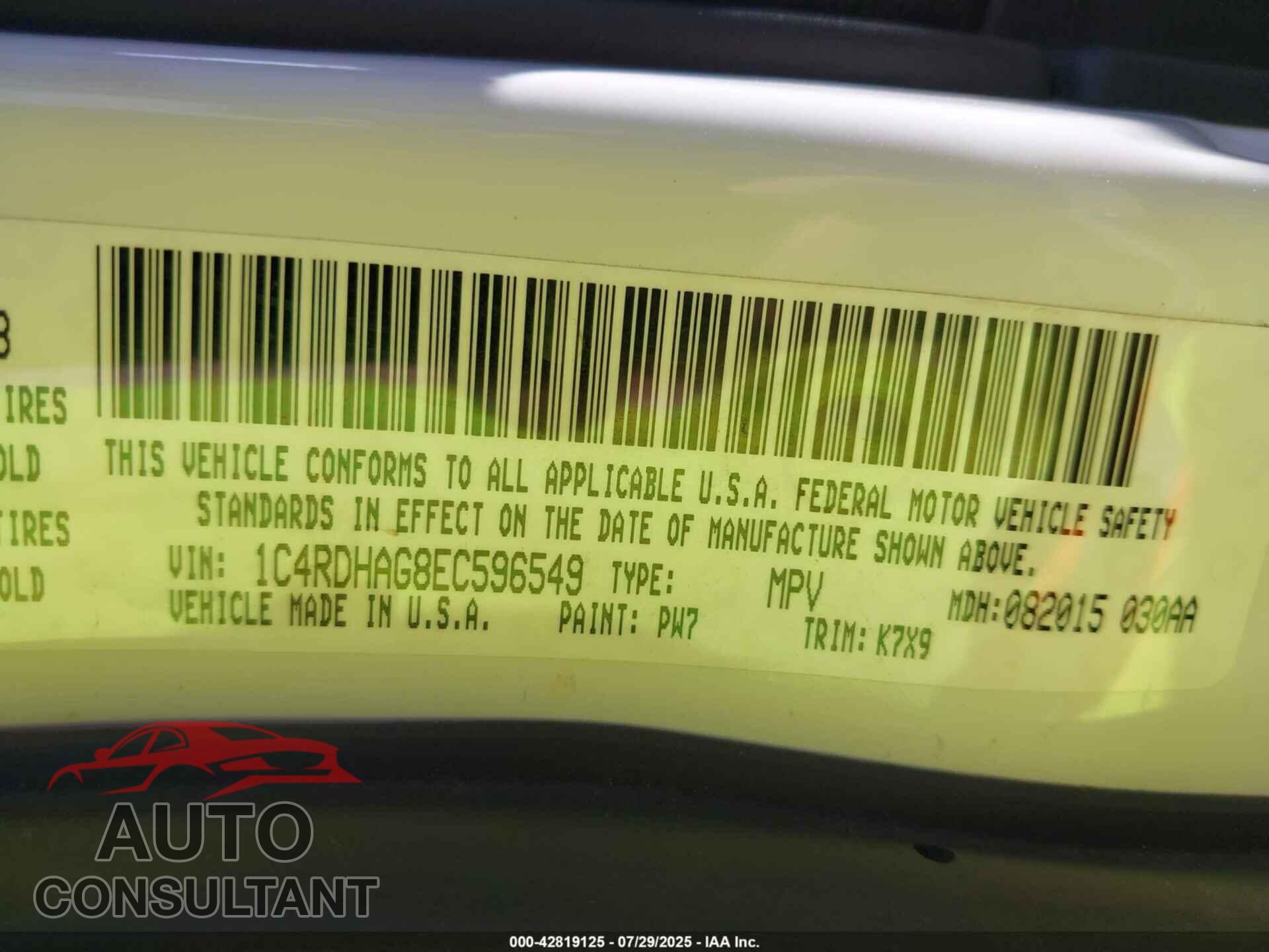 DODGE DURANGO 2014 - 1C4RDHAG8EC596549