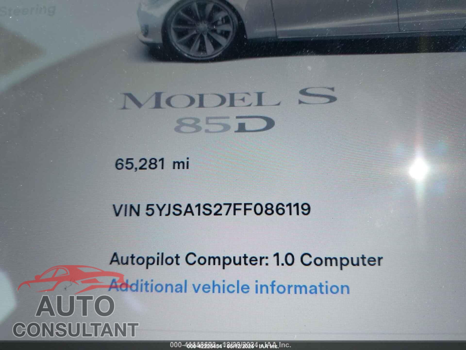 TESLA MODEL S 2015 - 5YJSA1S27FF086119