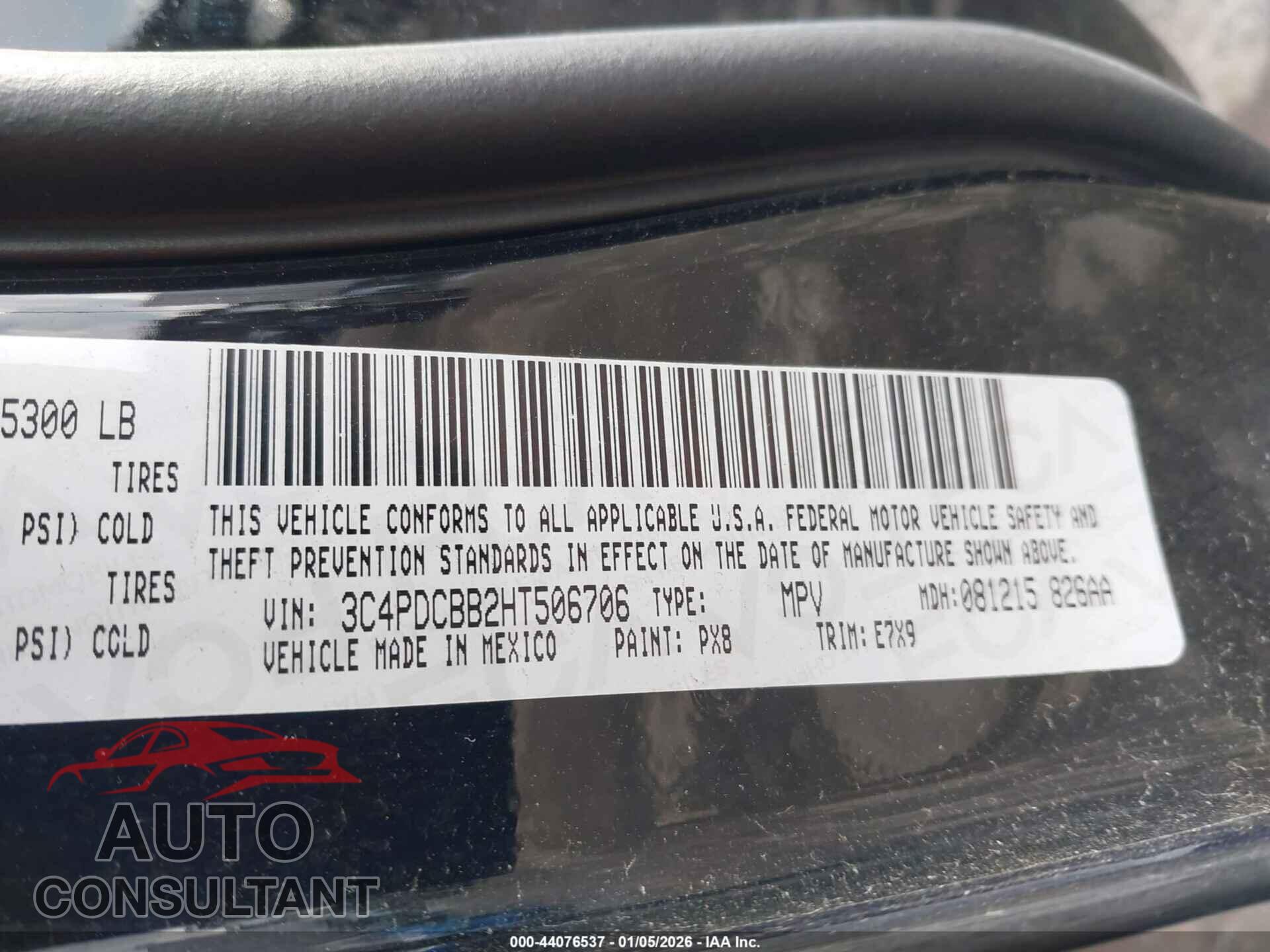 DODGE JOURNEY 2017 - 3C4PDCBB2HT506706