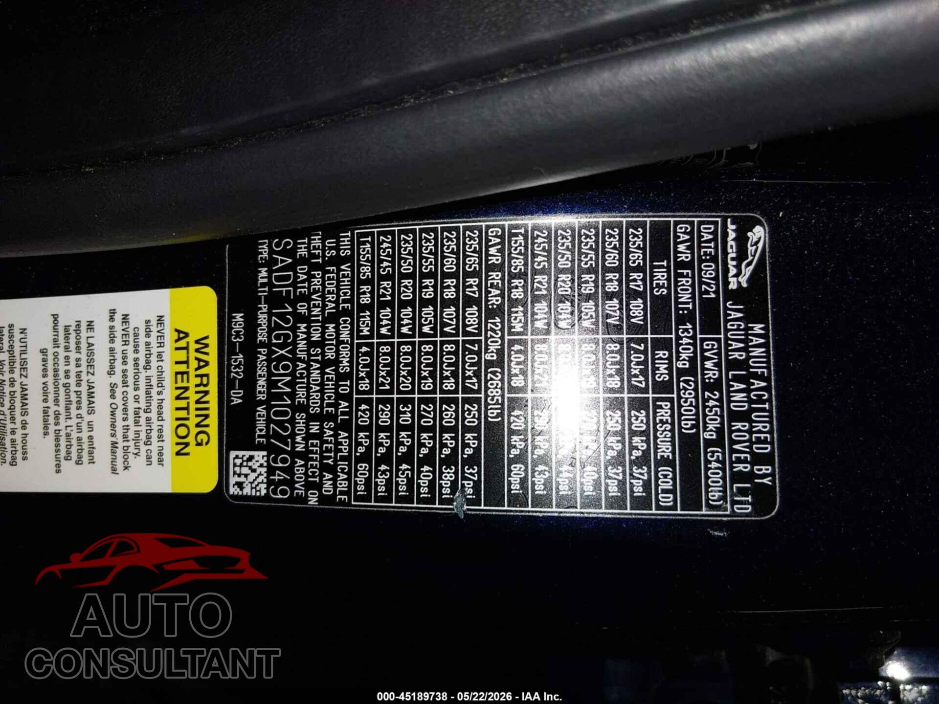 JAGUAR E-PACE 2021 - SADF12GX9M1027949