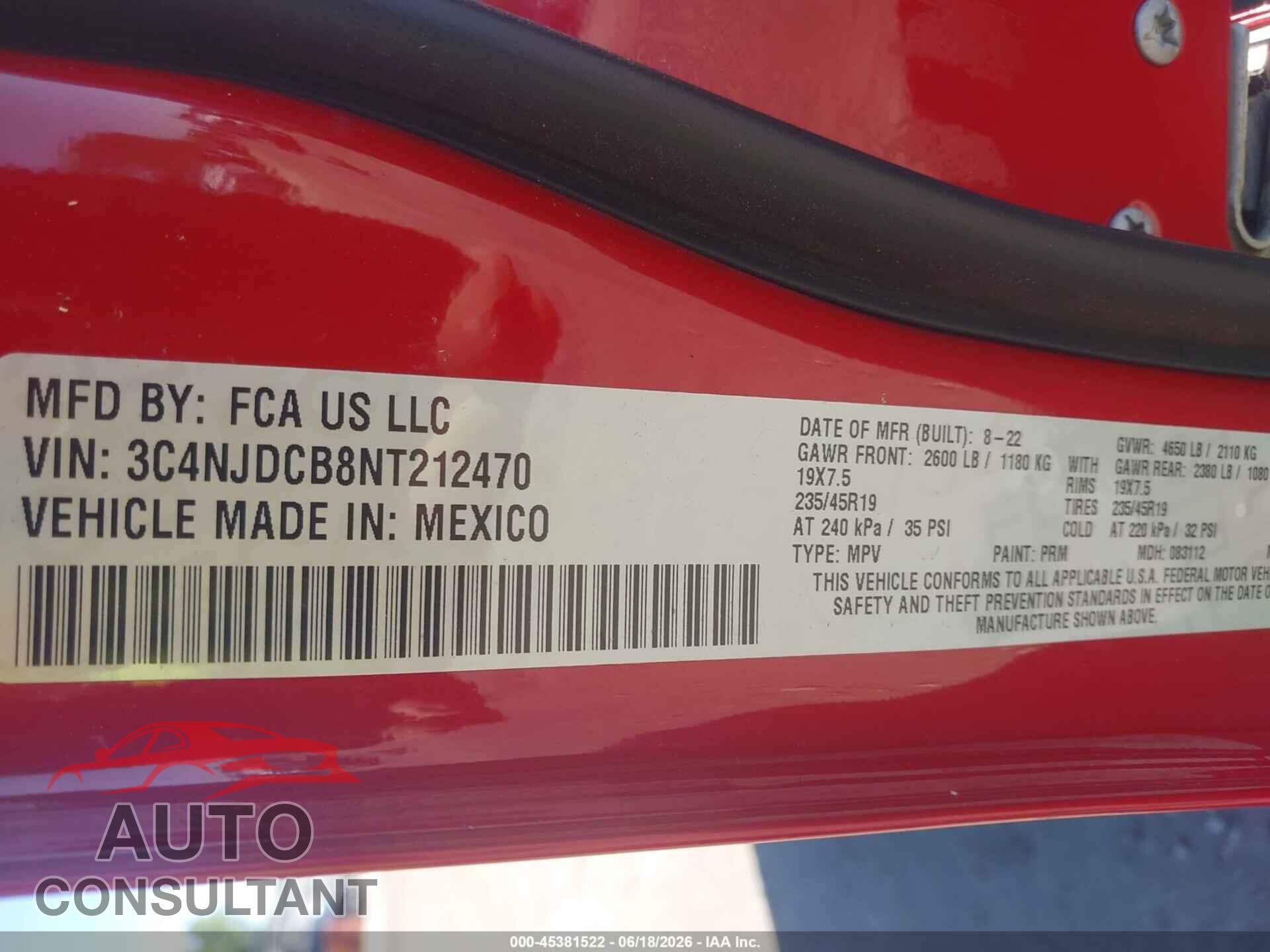 JEEP COMPASS 2022 - 3C4NJDCB8NT212470