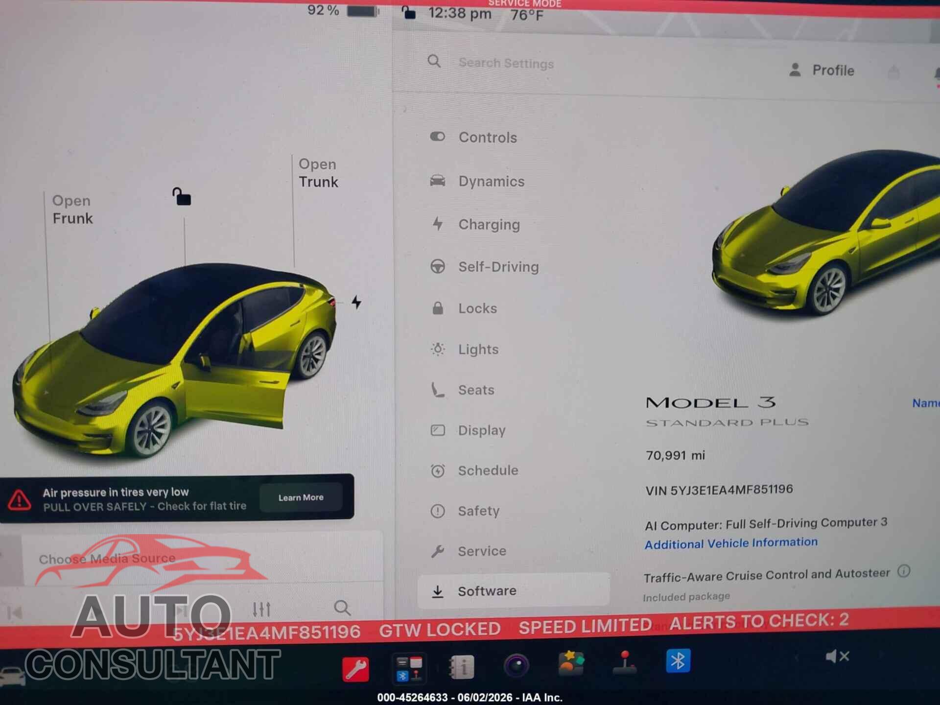 TESLA MODEL 3 2021 - 5YJ3E1EA4MF851196