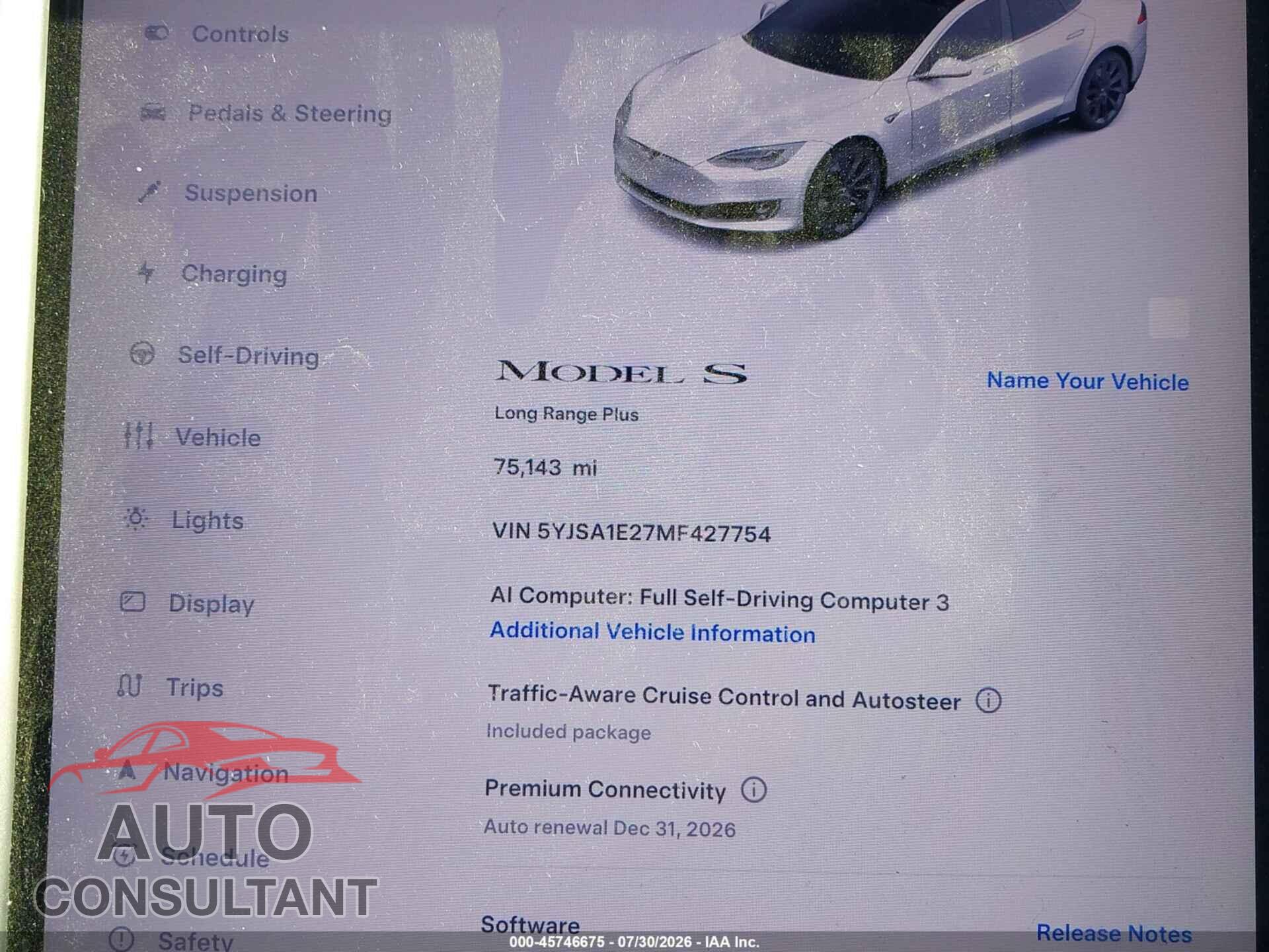 TESLA MODEL S 2021 - 5YJSA1E27MF427754