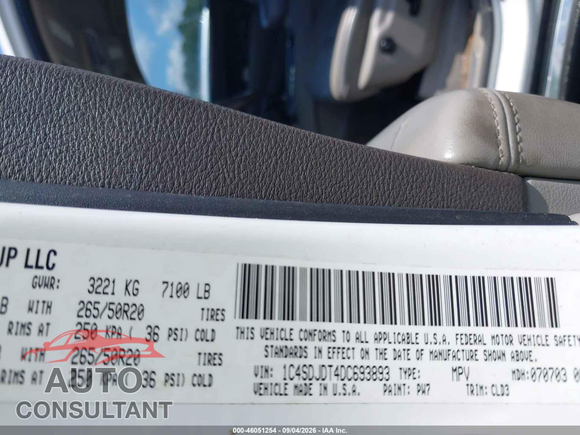 DODGE DURANGO 2013 - 1C4SDJDT4DC693893