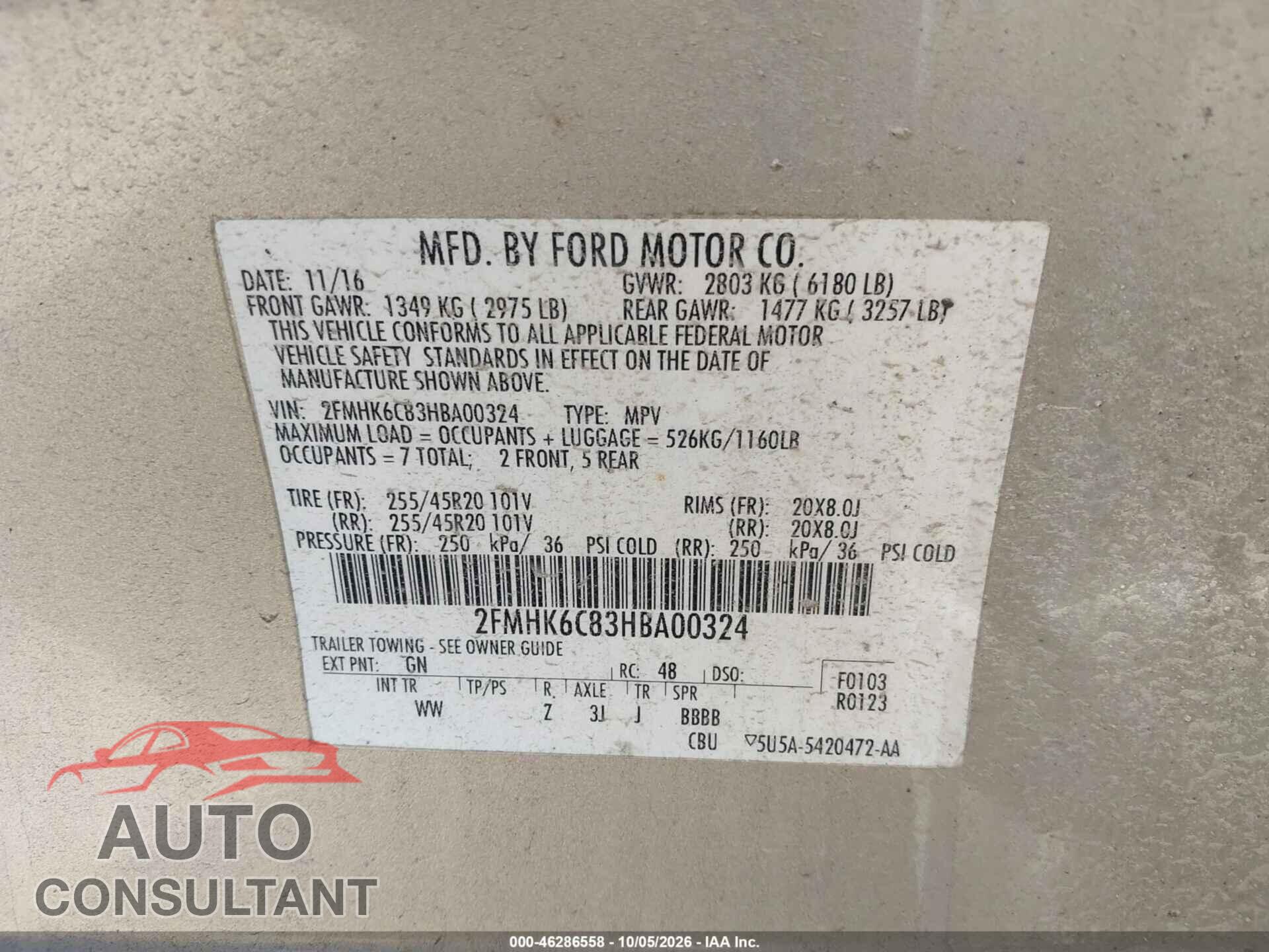 FORD FLEX 2017 - 2FMHK6C83HBA00324