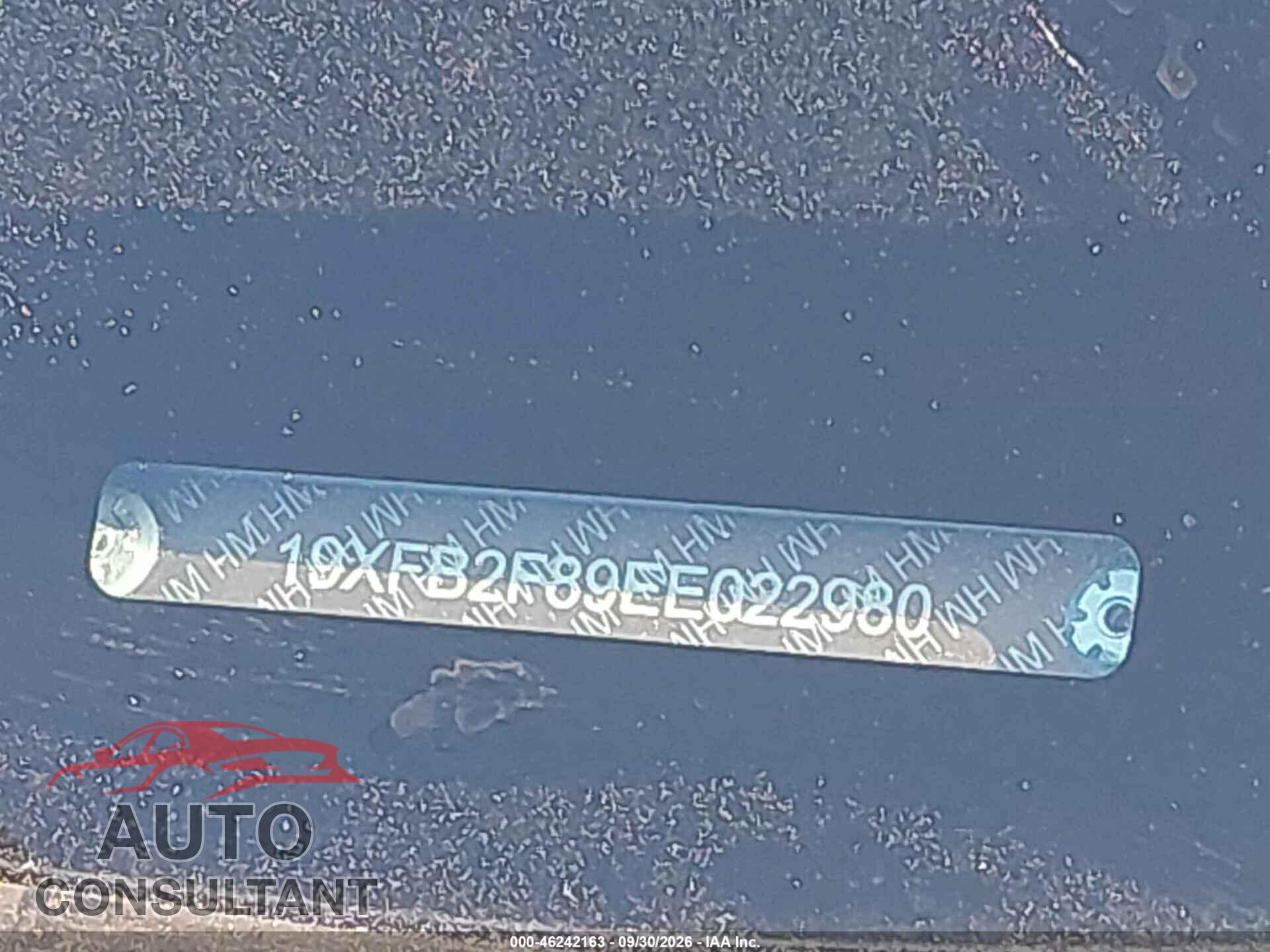 HONDA CIVIC 2014 - 19XFB2F89EE022980