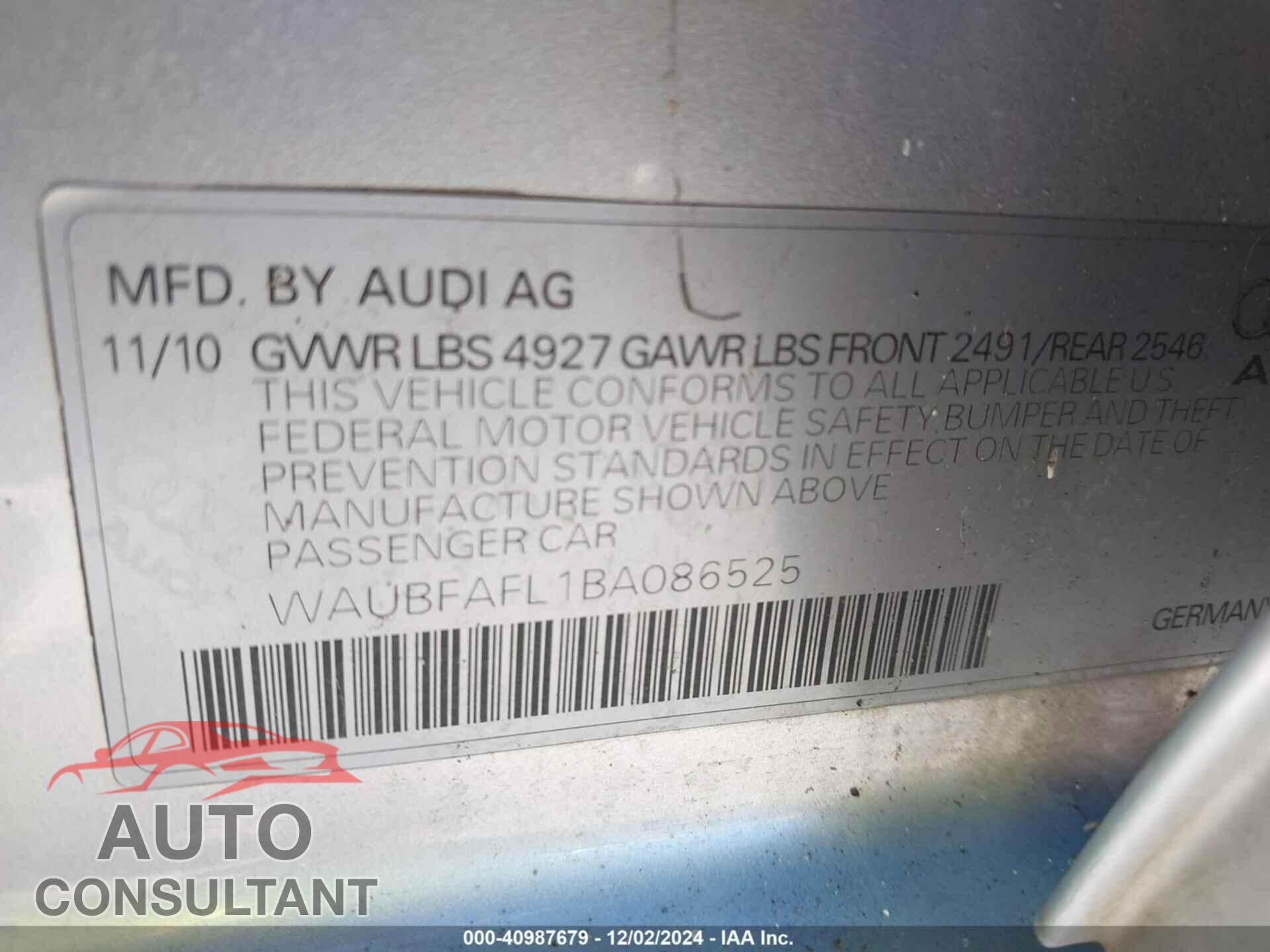 AUDI A4 2011 - WAUBFAFL1BA086525