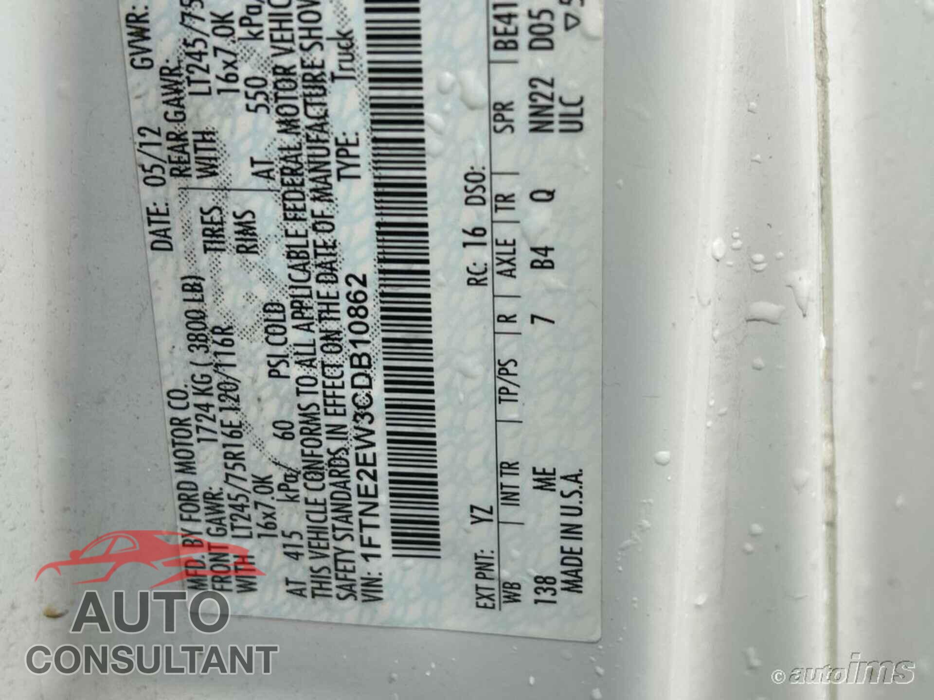 FORD ECONOLINE 2012 - 1FTNE2EW3CDB10862