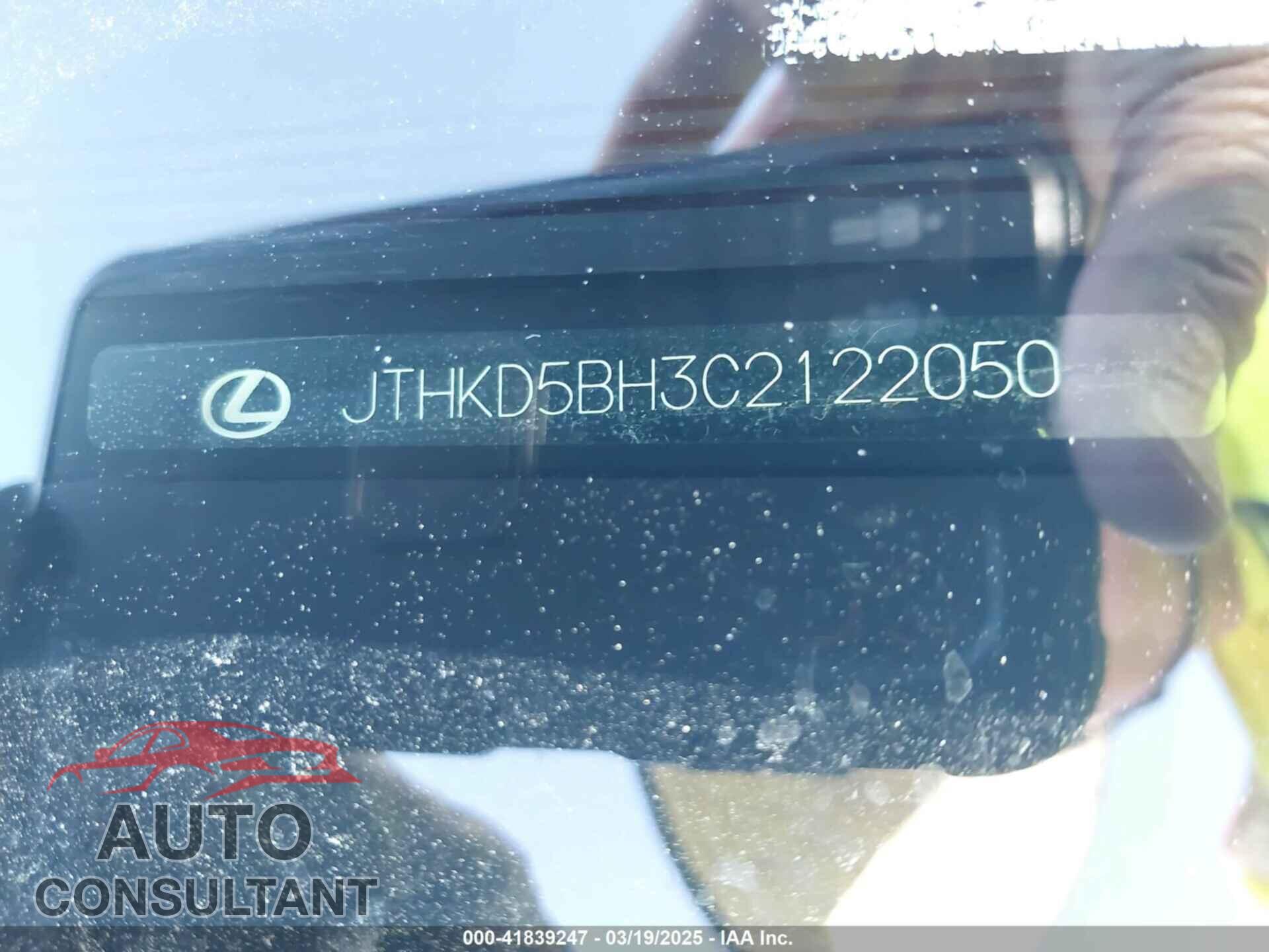 LEXUS CT 200H 2012 - JTHKD5BH3C2122050