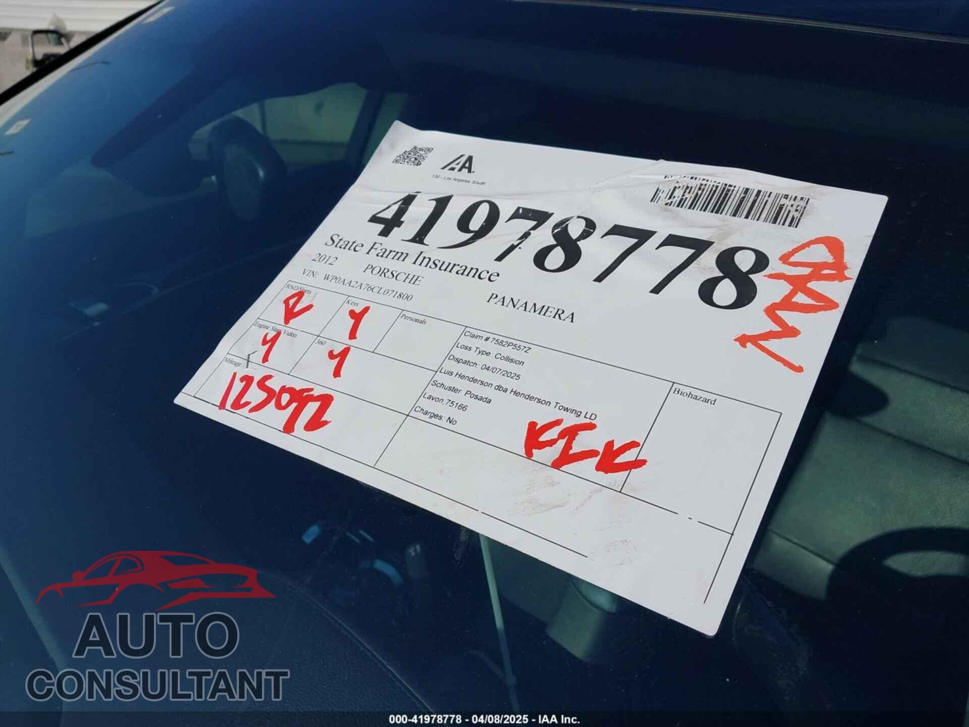 PORSCHE PANAMERA 2012 - WP0AA2A76CL071800