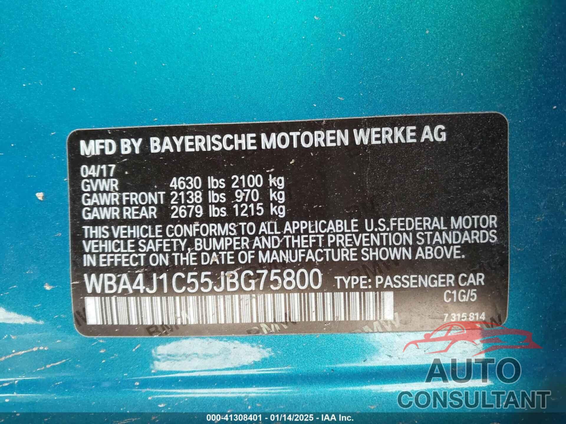 BMW 430I GRAN COUPE 2018 - WBA4J1C55JBG75800