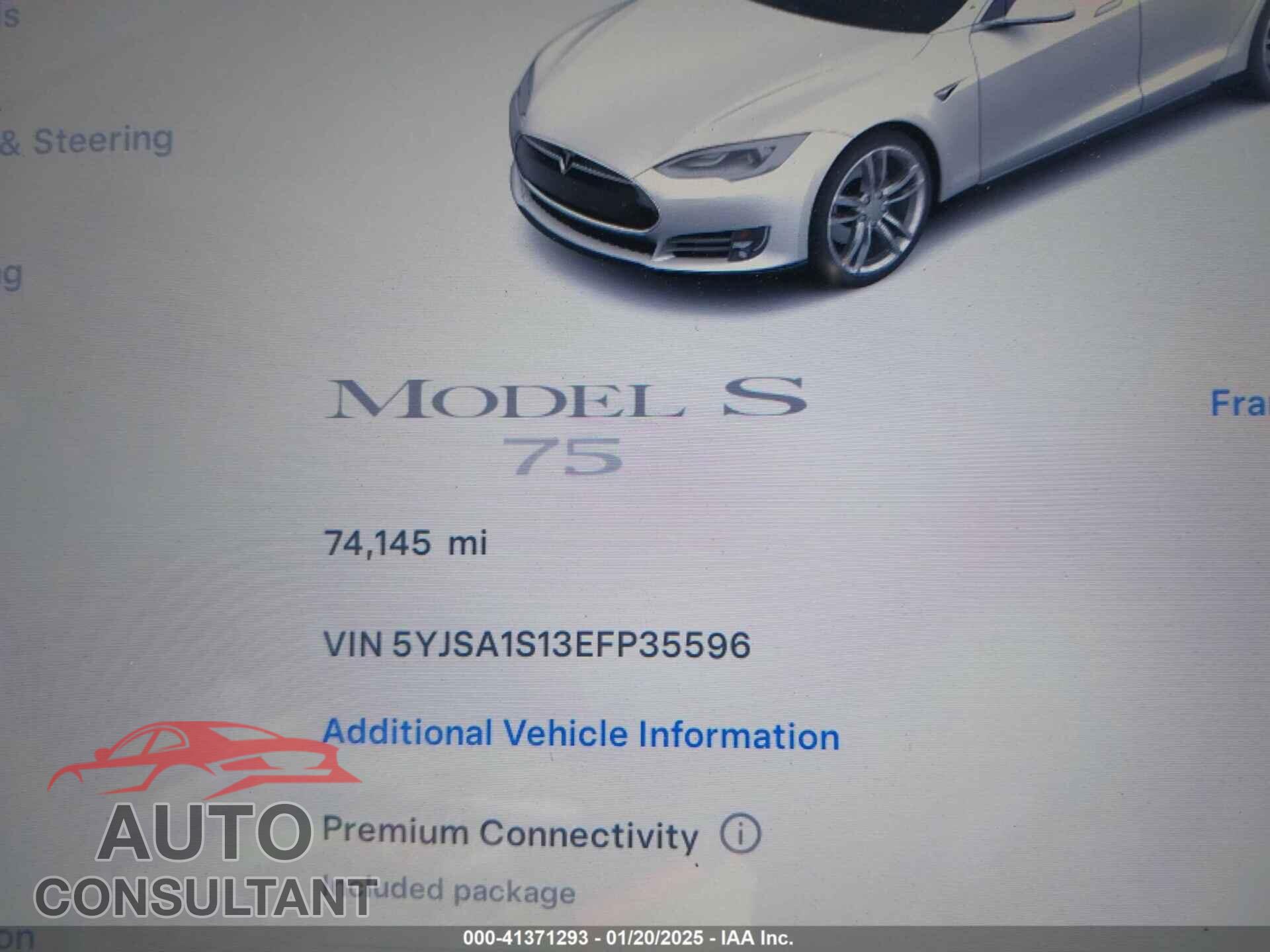 TESLA MODEL S 2014 - 5YJSA1S13EFP35596