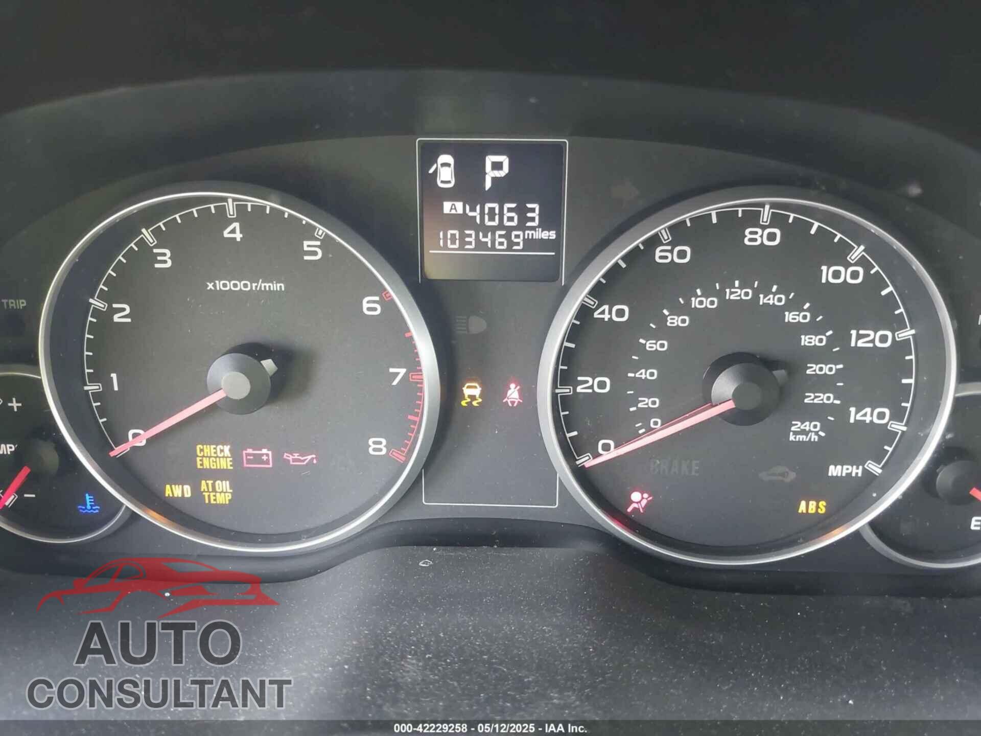 SUBARU OUTBACK 2014 - 4S4BRBAC5E3212977