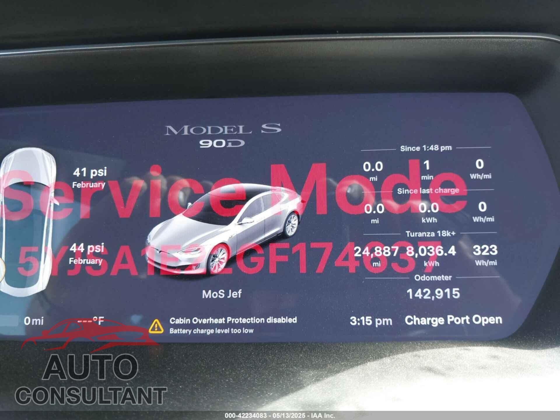 TESLA MODEL S 2016 - 5YJSA1E22GF174637