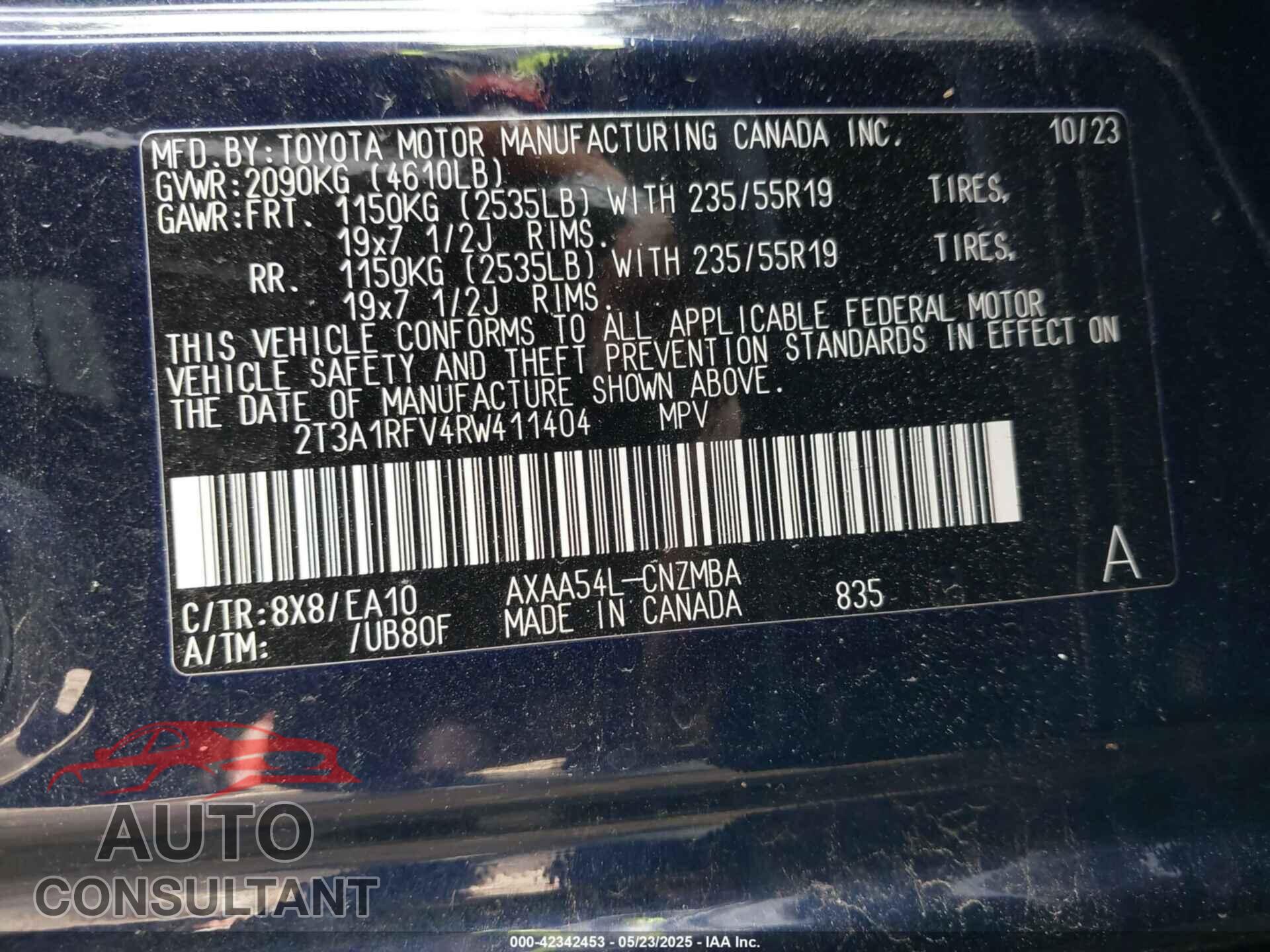 TOYOTA RAV4 2024 - 2T3A1RFV4RW411404