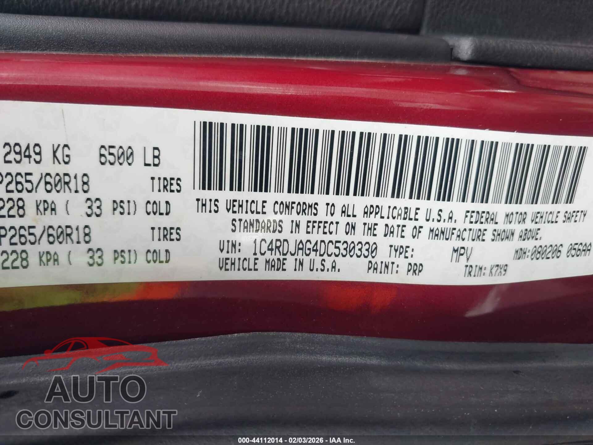 DODGE DURANGO 2013 - 1C4RDJAG4DC530330