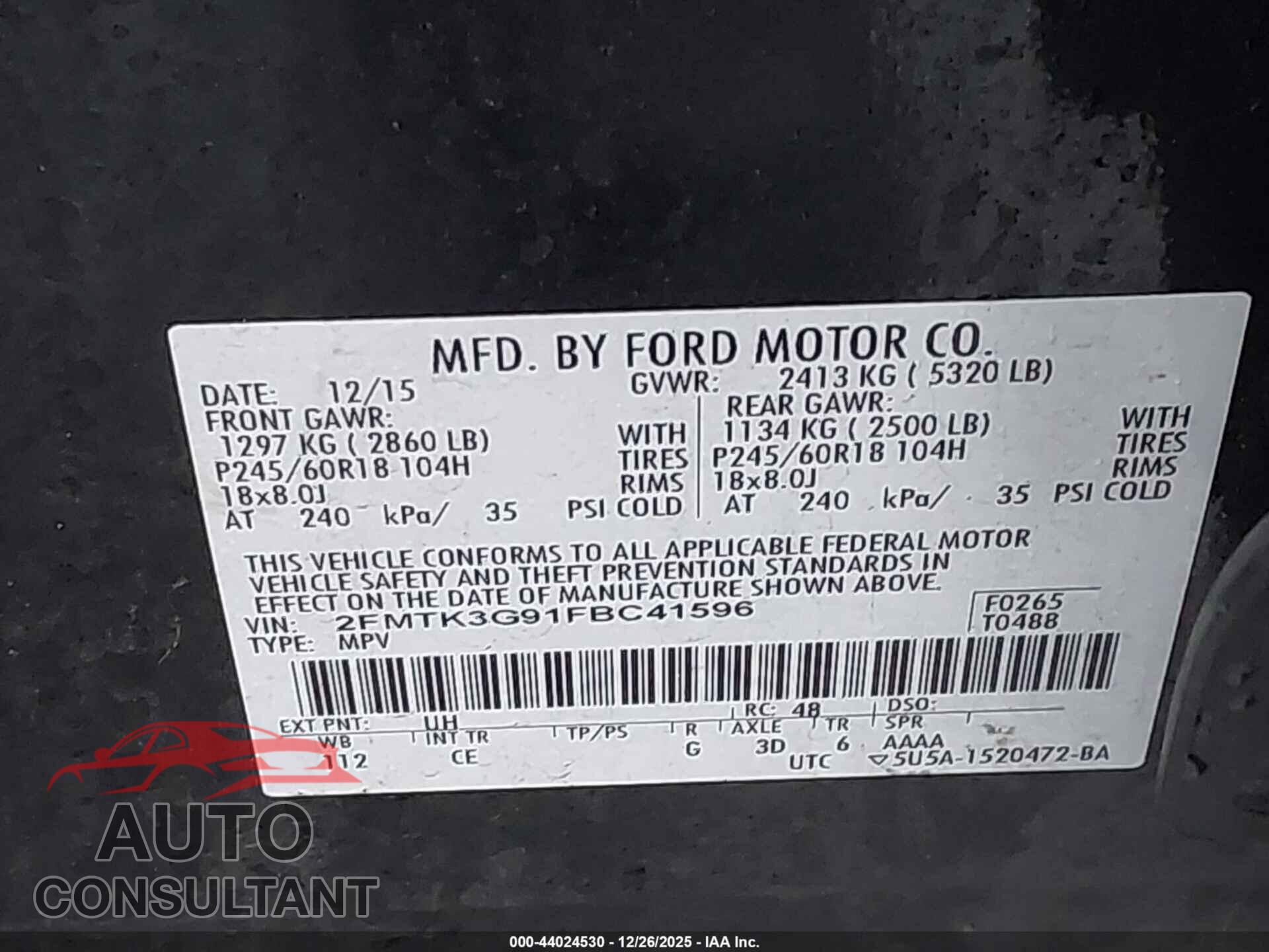 FORD EDGE 2015 - 2FMTK3G91FBC41596