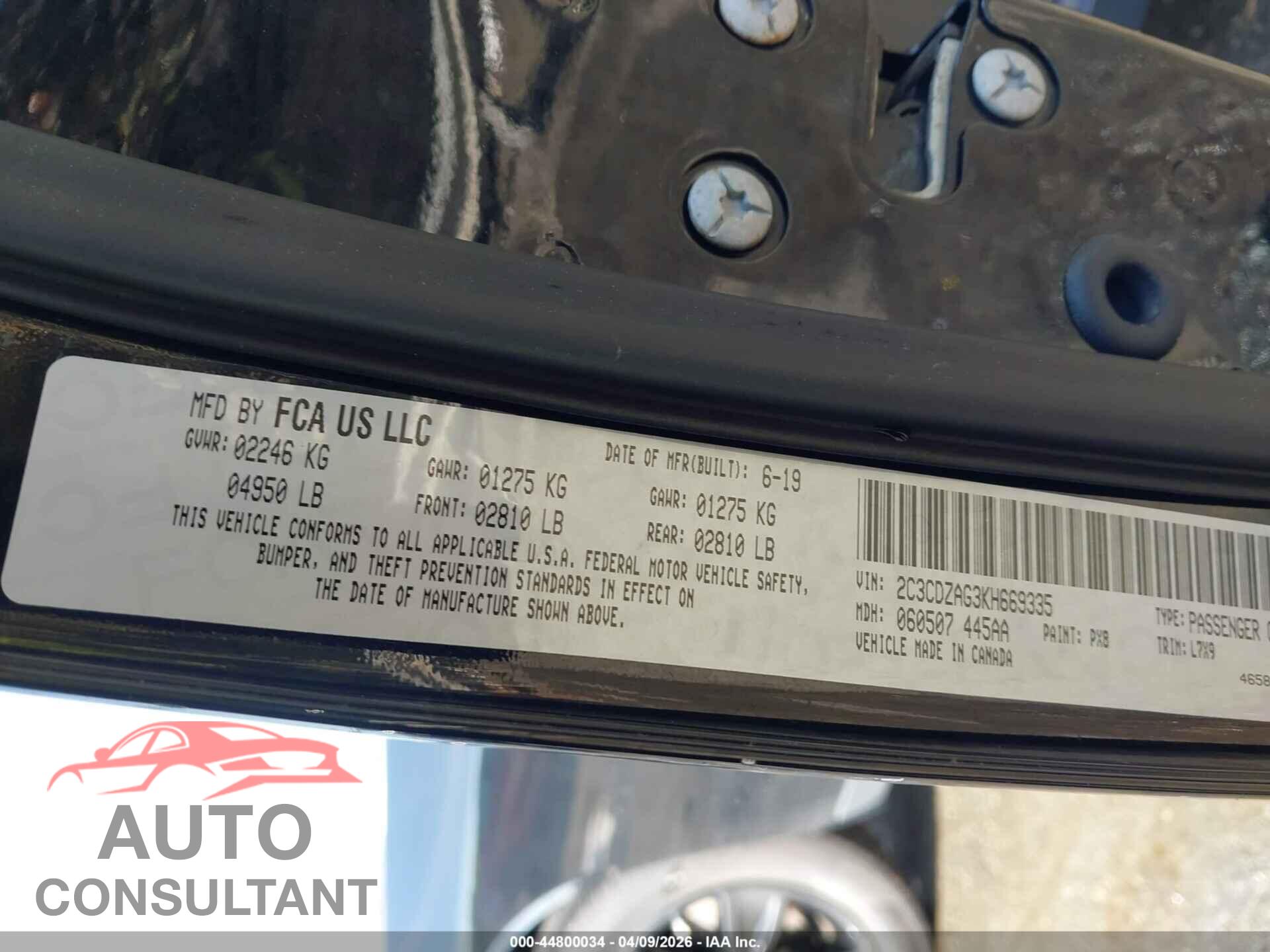 DODGE CHALLENGER 2019 - 2C3CDZAG3KH669335