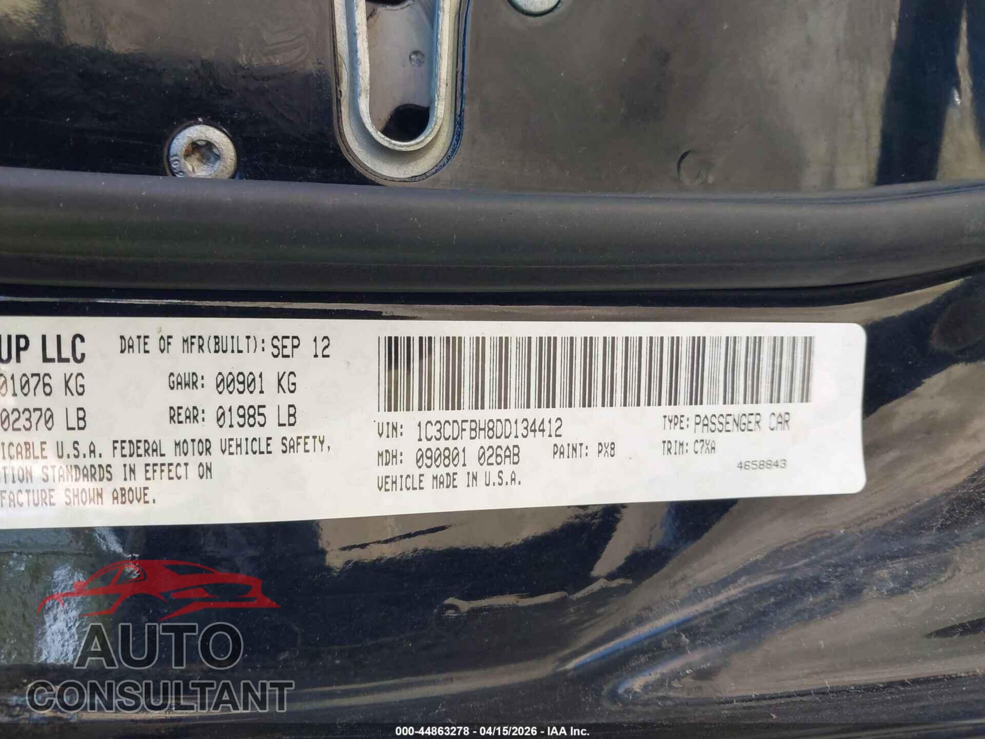 DODGE DART 2015 - 1C3CDFBB0FD126576