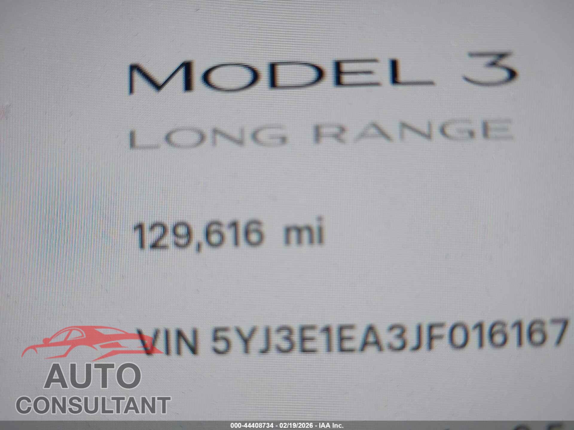 TESLA MODEL 3 2018 - 5YJ3E1EA3JF016167