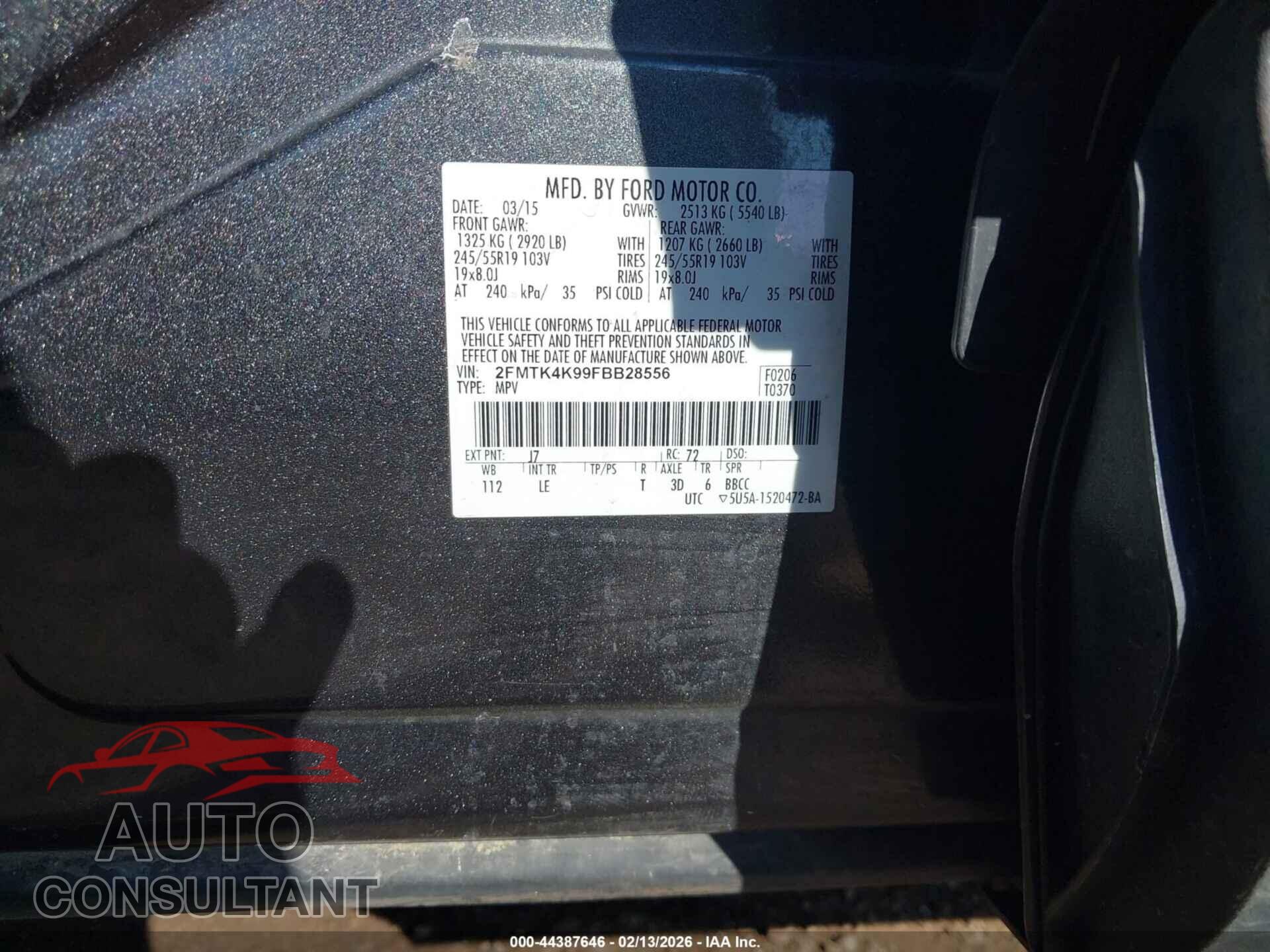 FORD EDGE 2015 - 2FMTK4K99FBB28556