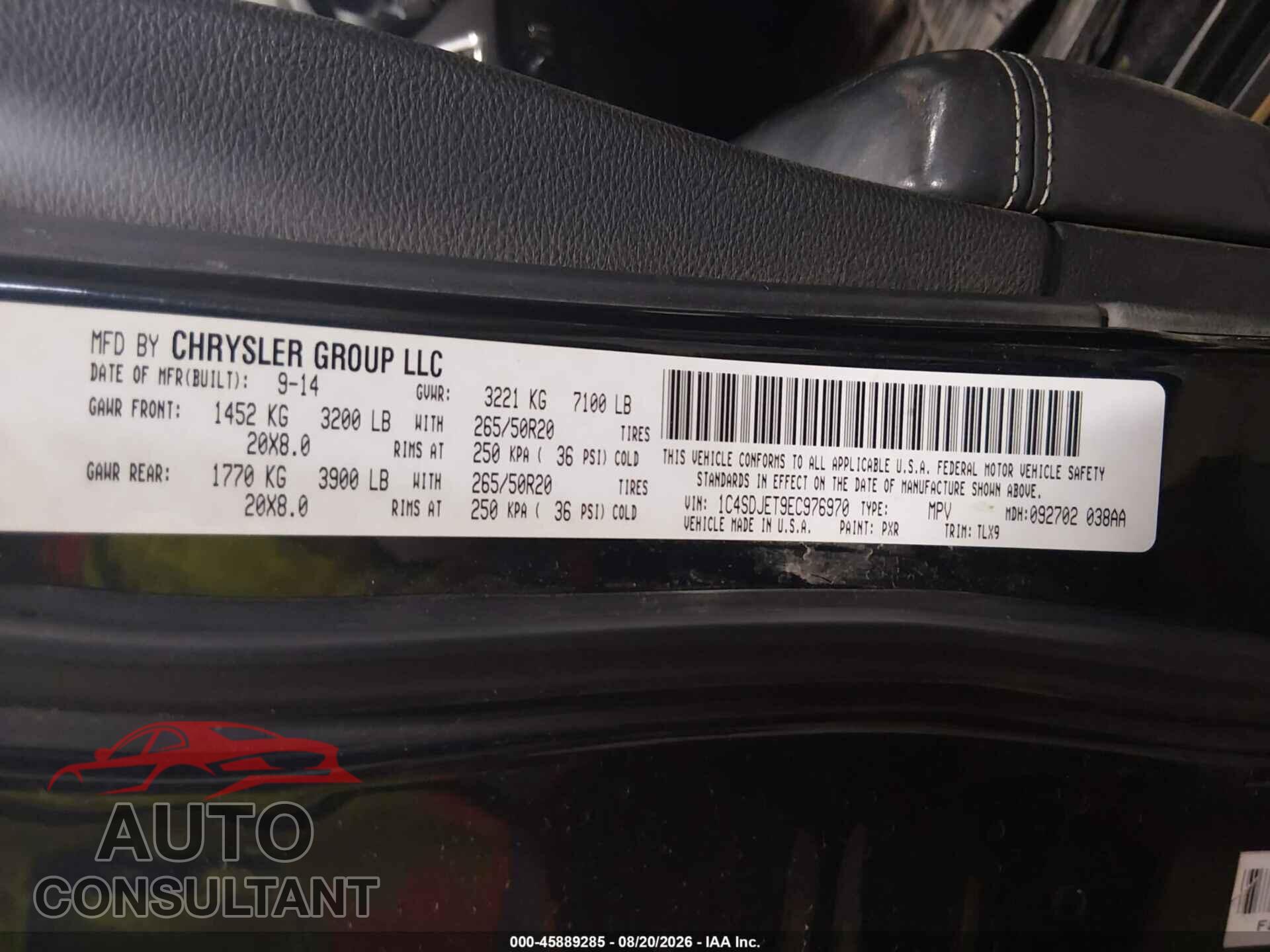 DODGE DURANGO 2014 - 1C4SDJET9EC976970