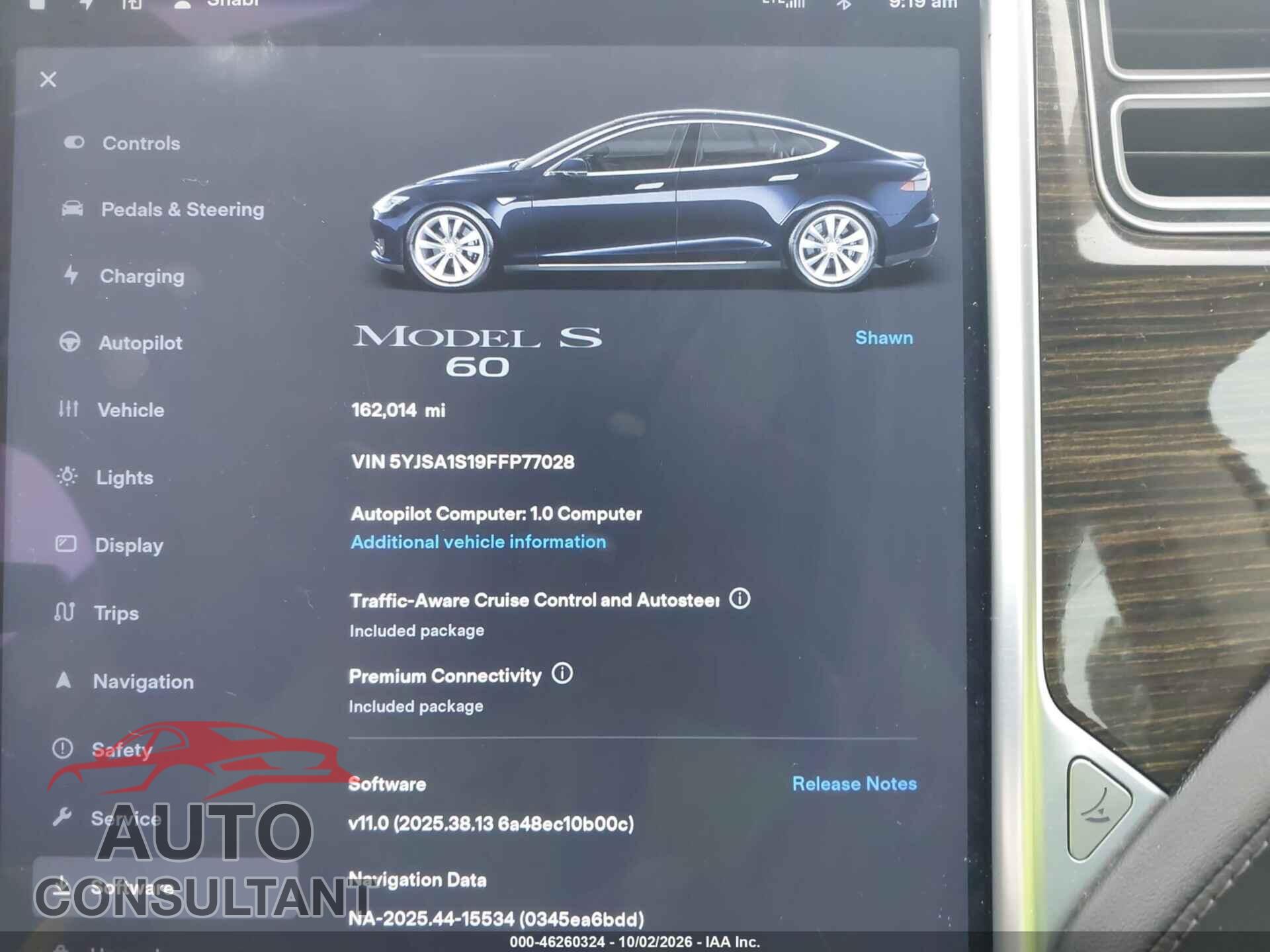 TESLA MODEL S 2015 - 5YJSA1S19FFP77028