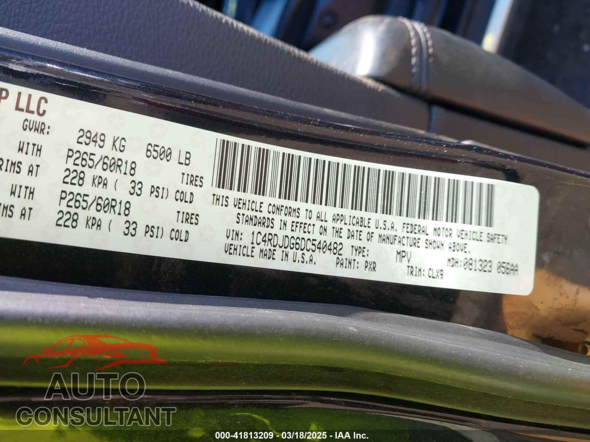 DODGE DURANGO 2013 - 1C4RDJDG6DC540482