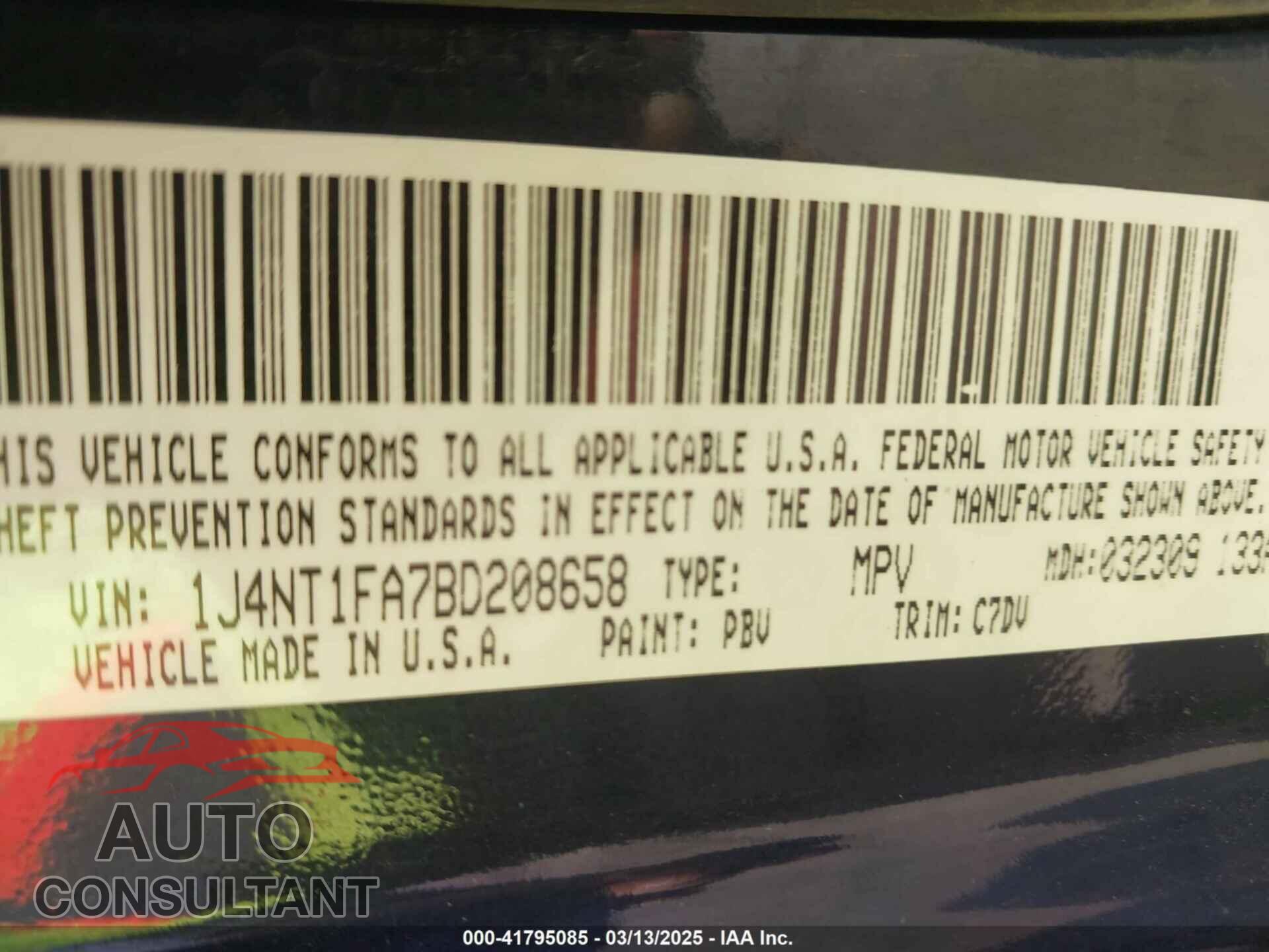 JEEP COMPASS 2011 - 1J4NT1FA7BD208658