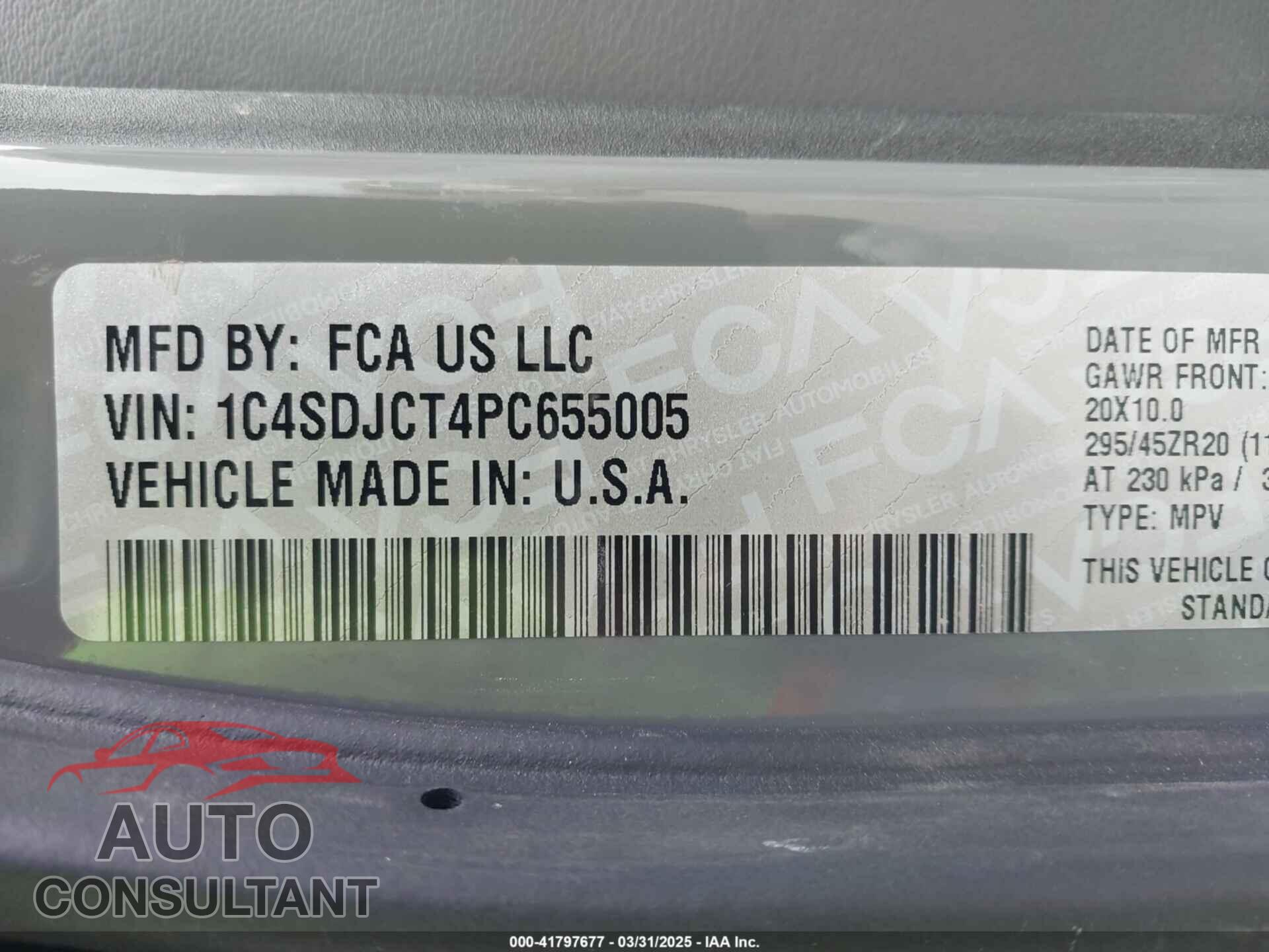 DODGE DURANGO 2023 - 1C4SDJCT4PC655005