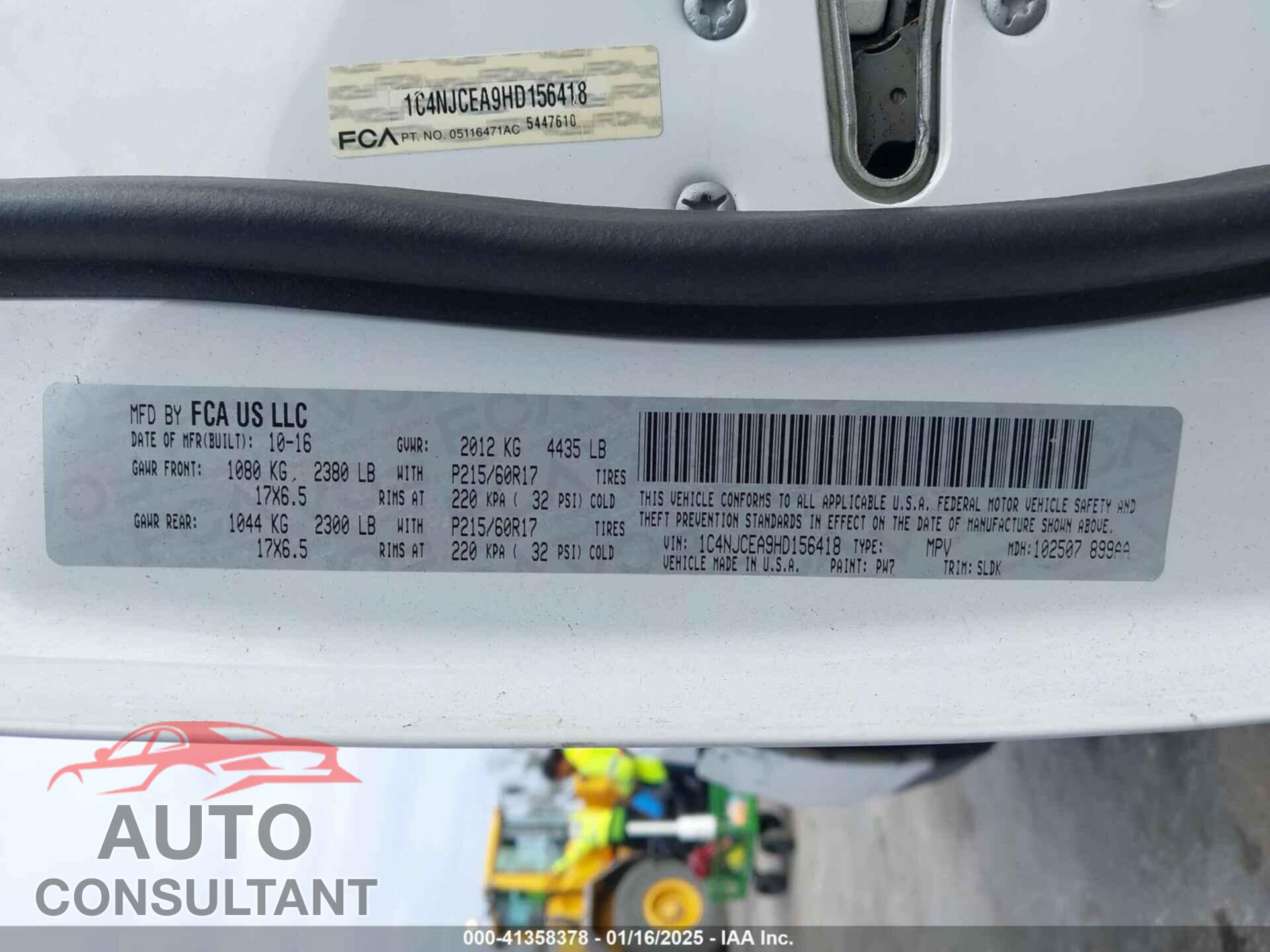 JEEP COMPASS 2017 - 1C4NJCEA9HD156418