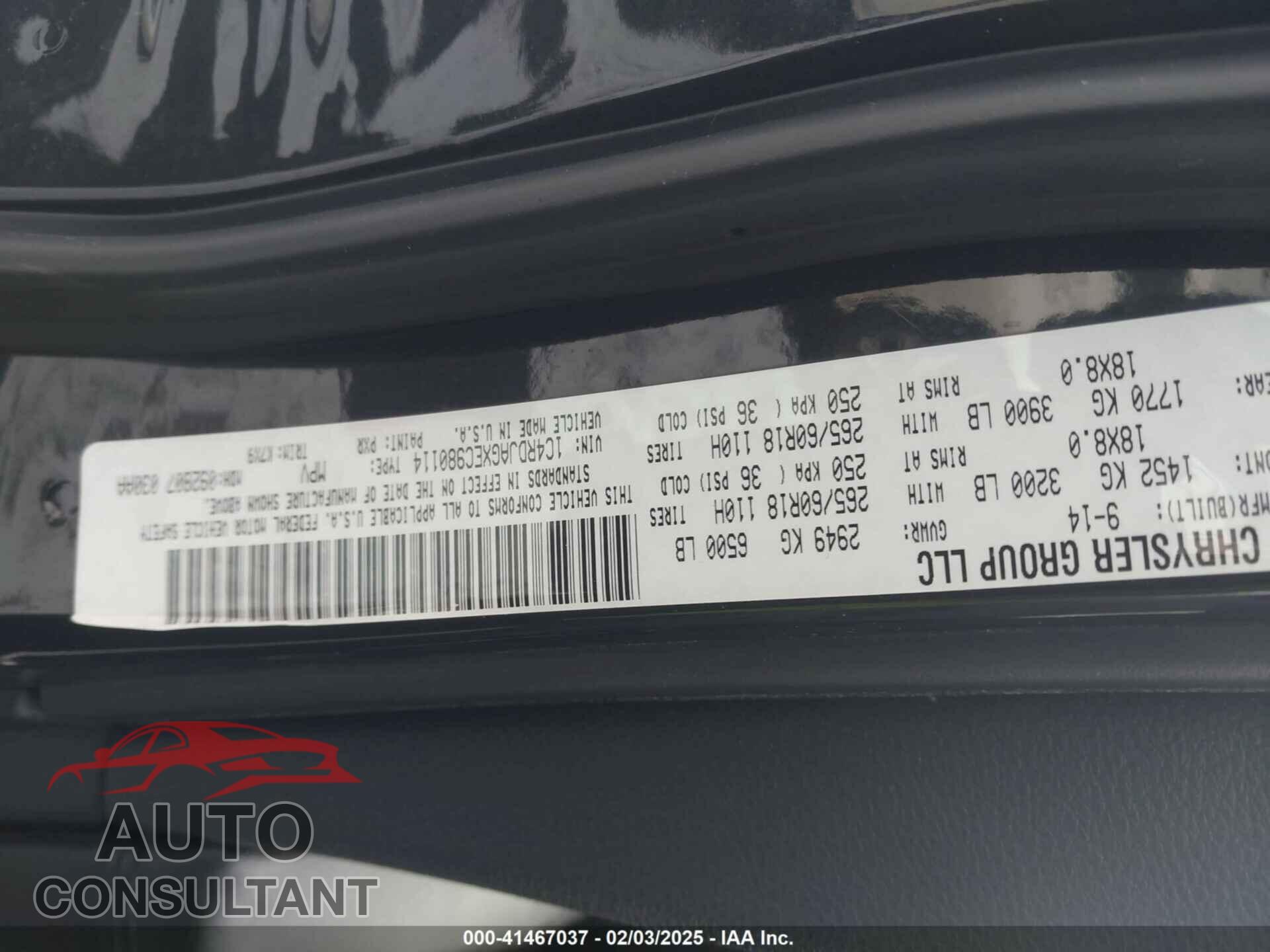 DODGE DURANGO 2014 - 1C4RDJAGXEC980114