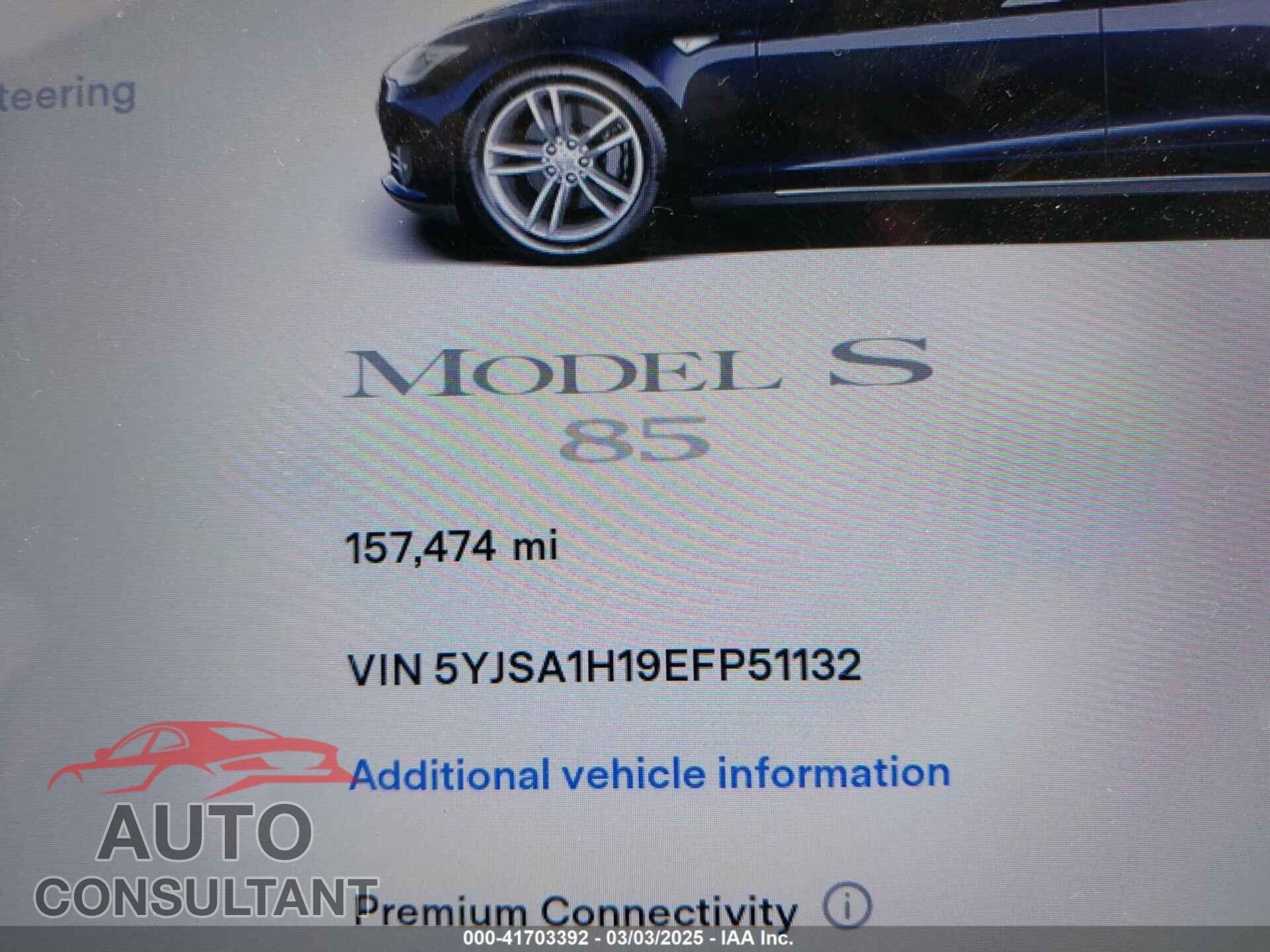 TESLA MODEL S 2014 - 5YJSA1H19EFP51132