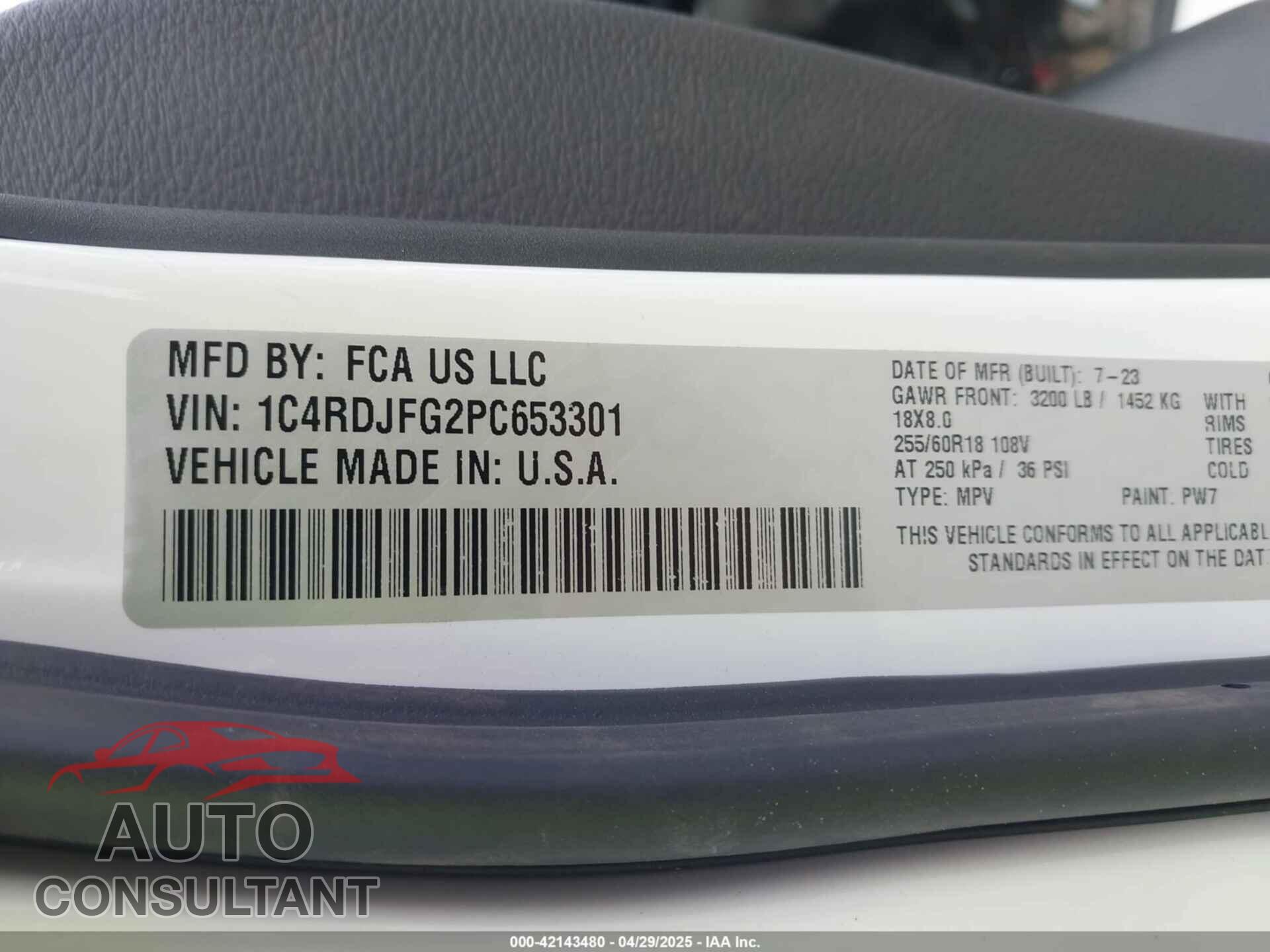 DODGE DURANGO 2023 - 1C4RDJFG2PC653301