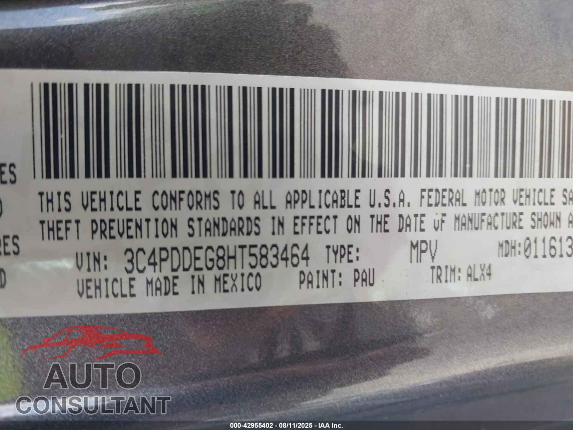 DODGE JOURNEY 2017 - 3C4PDDEG8HT583464