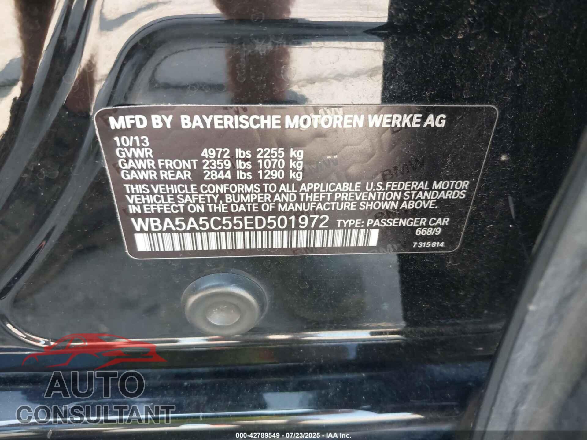 BMW 528I 2014 - WBA5A5C55ED501972