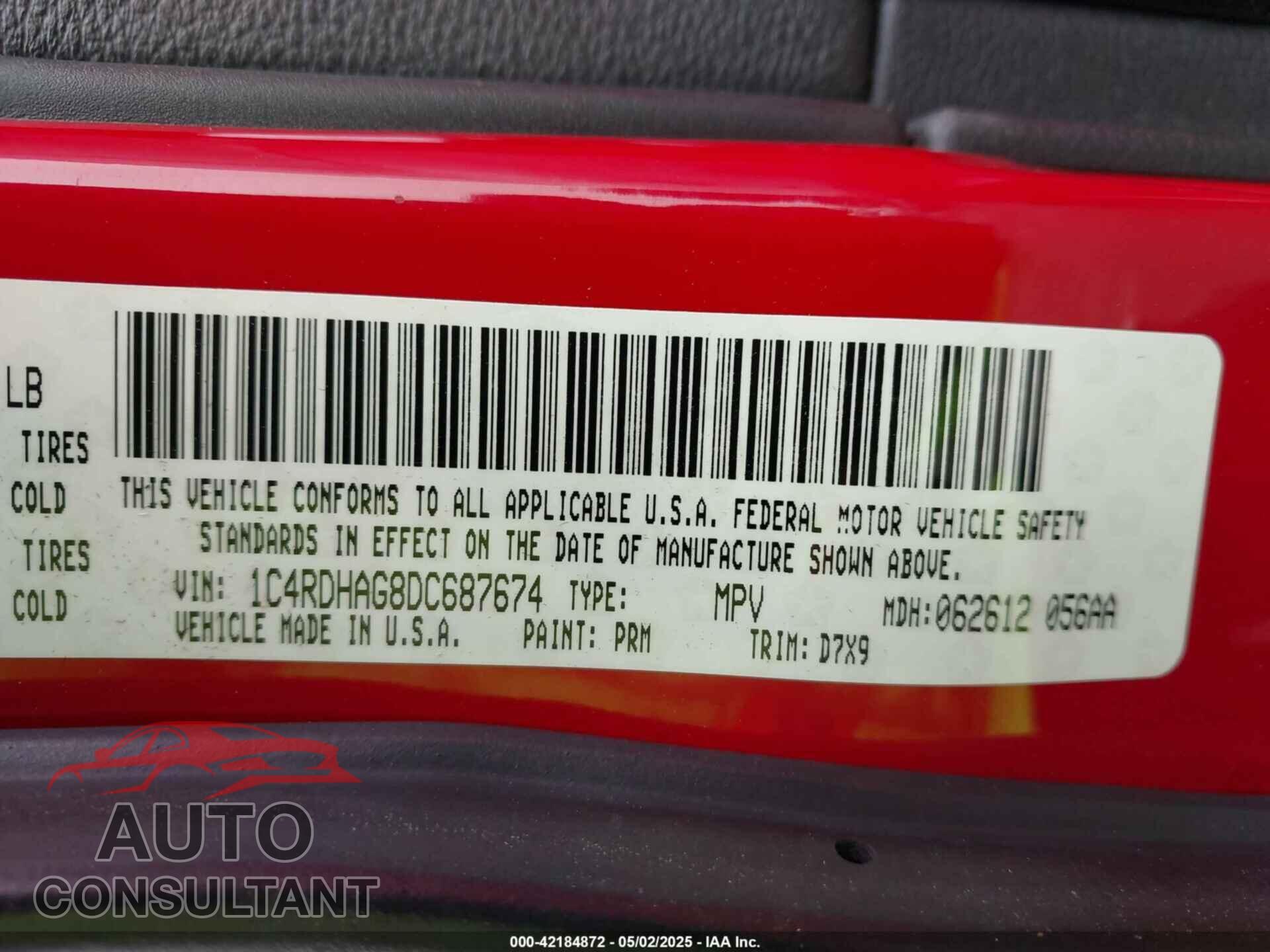 DODGE DURANGO 2013 - 1C4RDHAG8DC687674