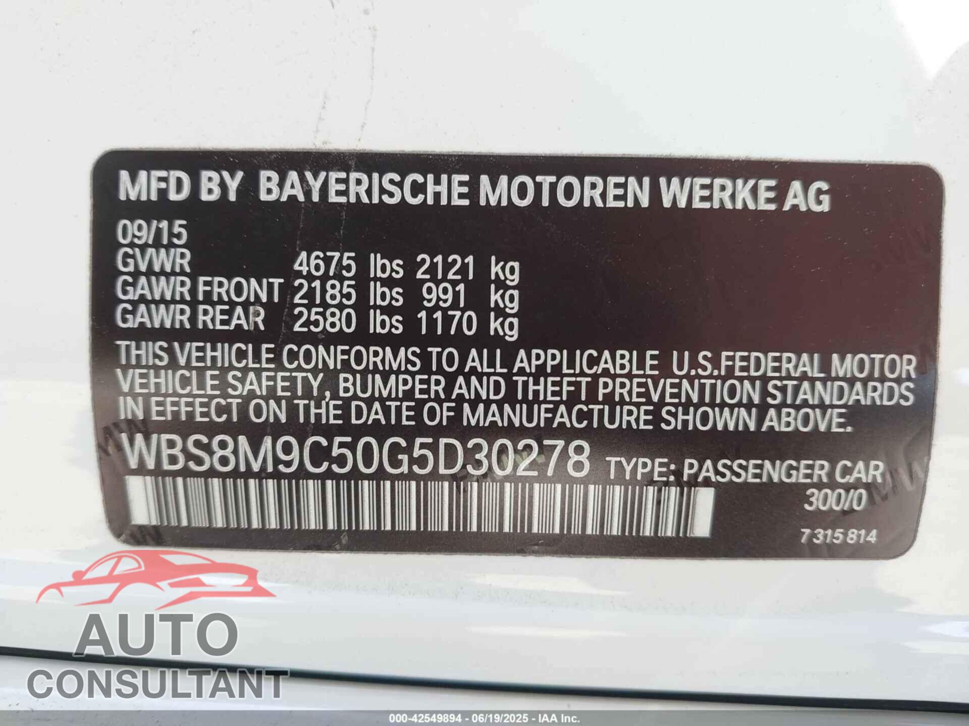 BMW M3 2016 - WBS8M9C50G5D30278