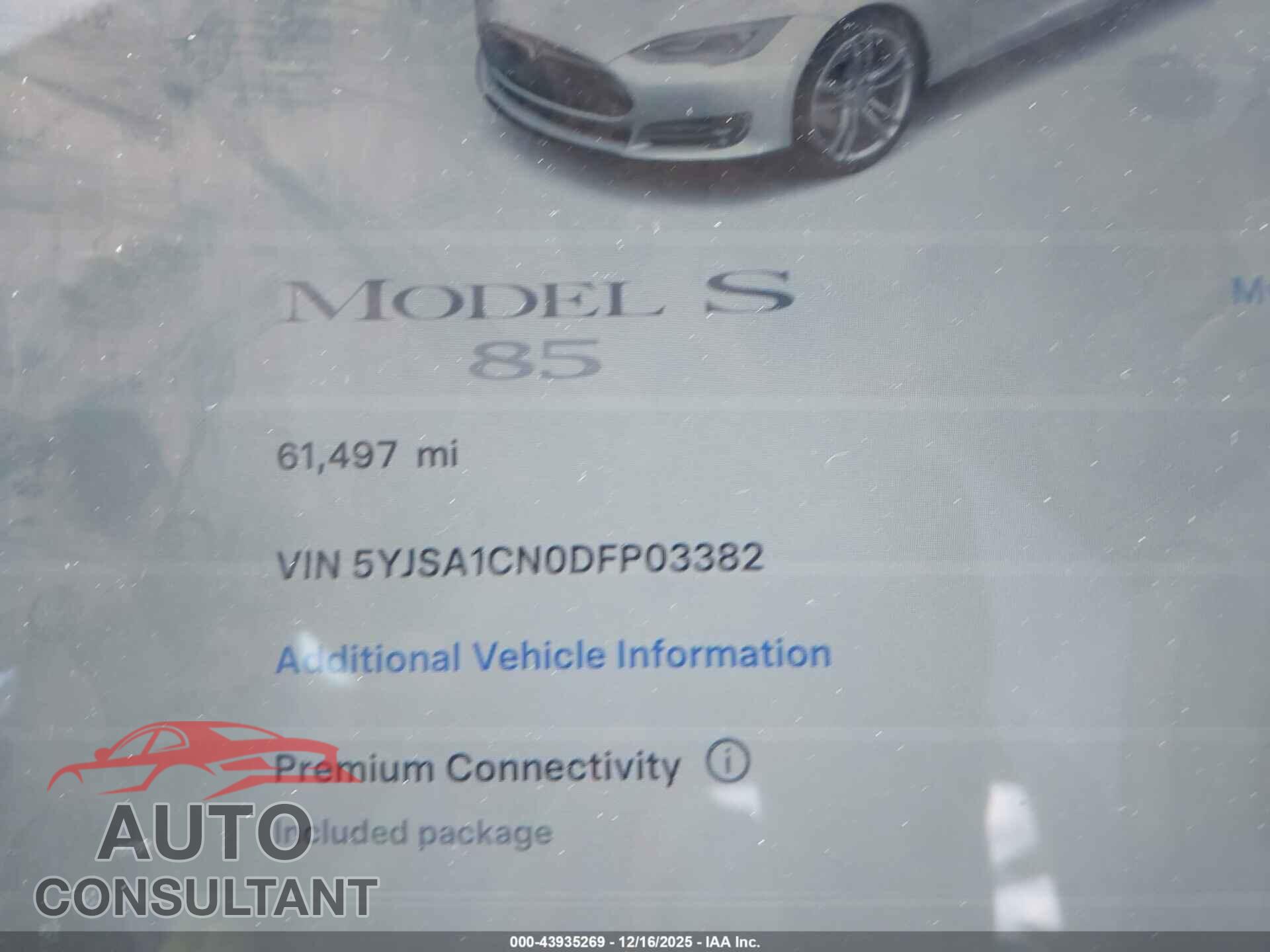 TESLA MODEL S 2013 - 5YJSA1CN0DFP03382