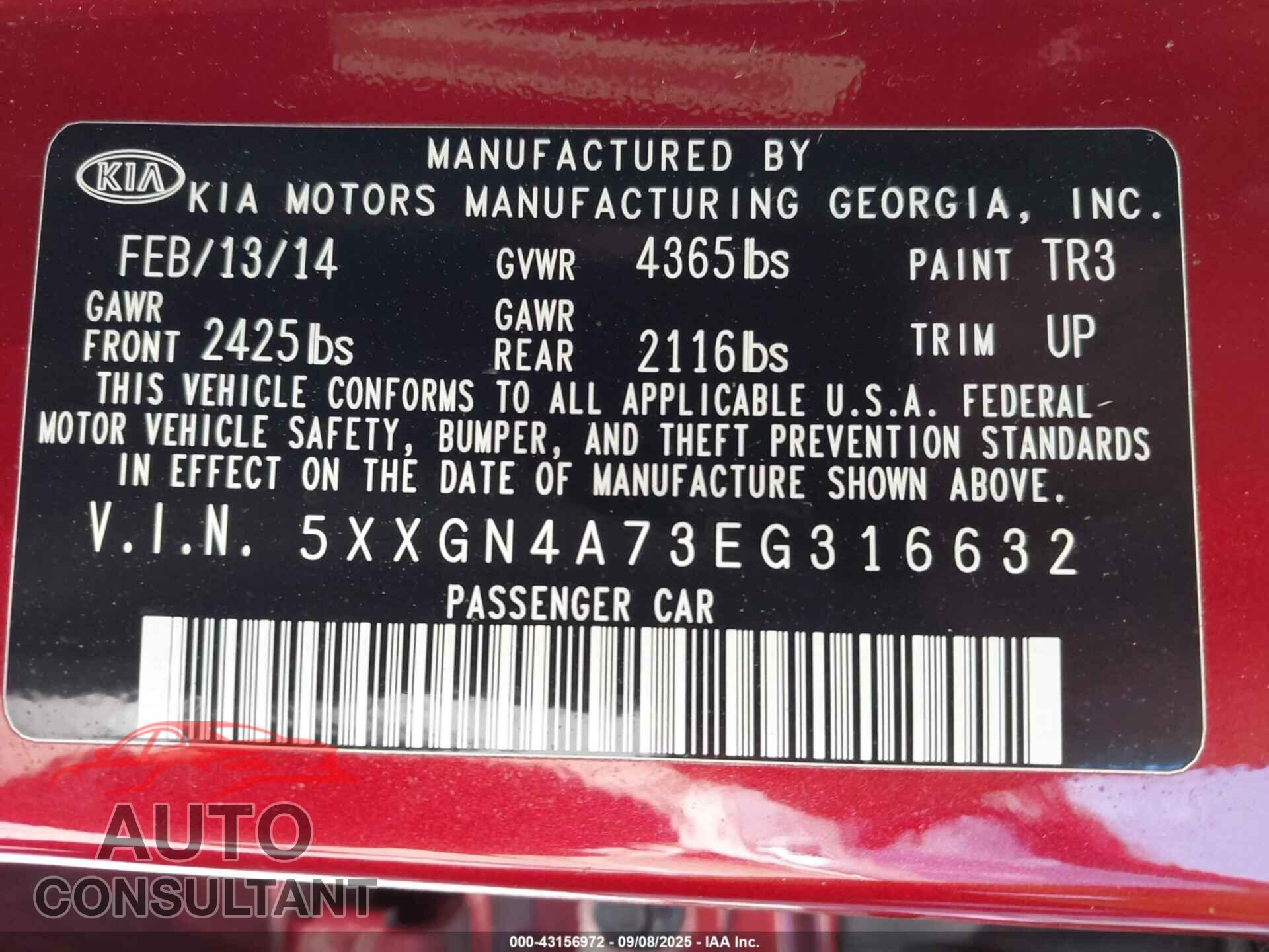 KIA OPTIMA 2014 - 5XXGN4A73EG316632
