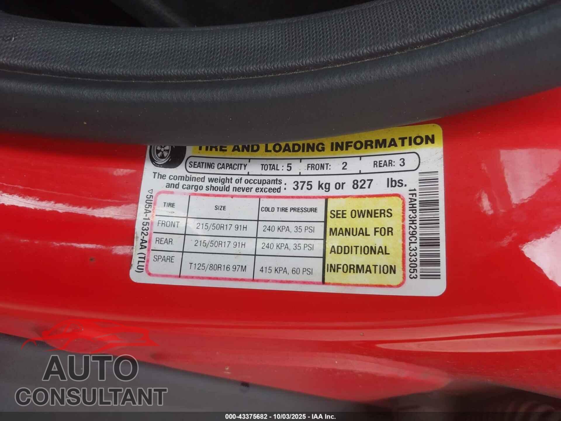 FORD FOCUS 2012 - 1FAHP3H29CL333053